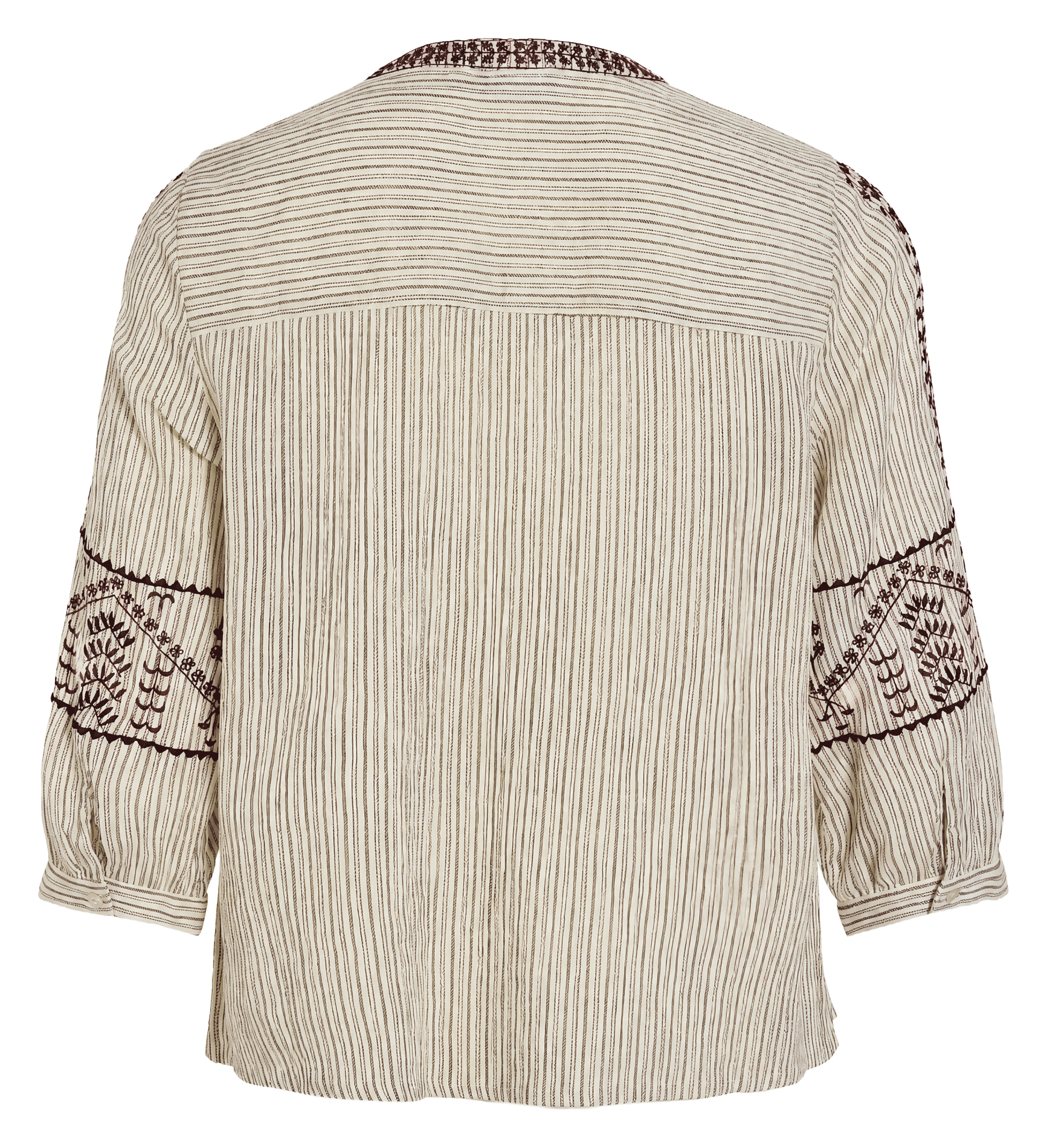 Straight round-neck cotton embroidered shirt VILA Beige