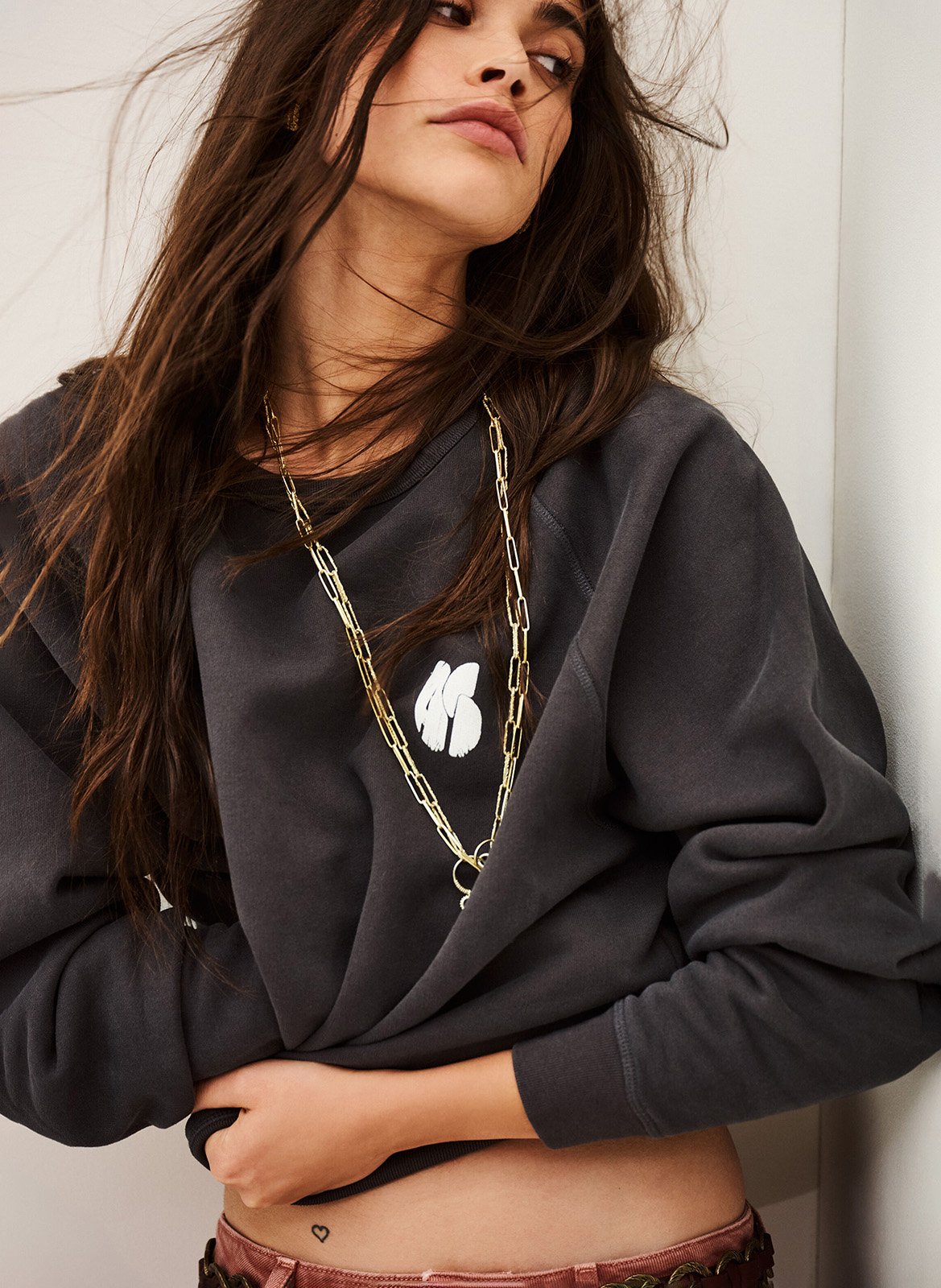 Weites Rundhals-Sweatshirt aus Baumwolle BA&SH Schwarz