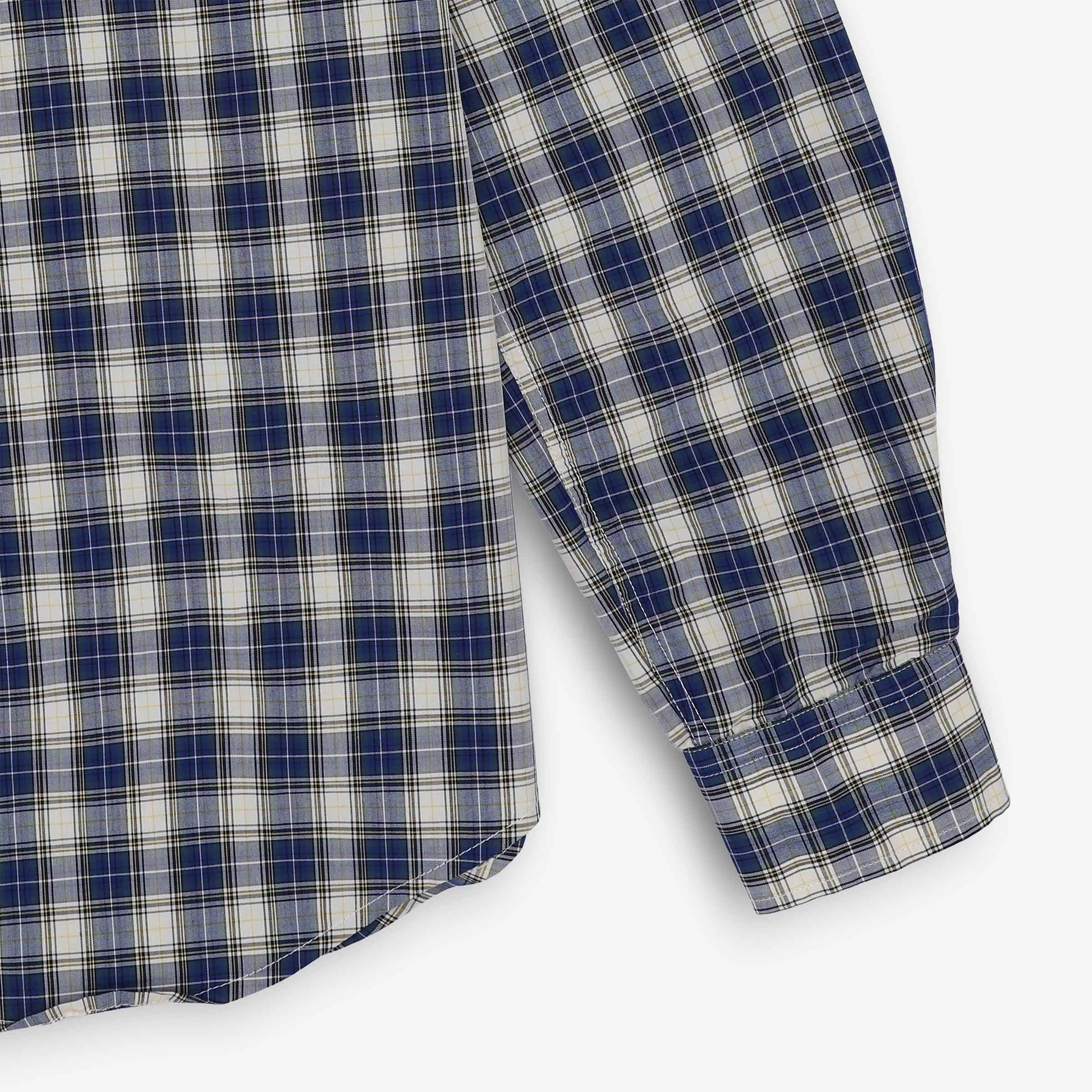 Chemise manches longues en coton bleue et beige à carreaux SERGE BLANCO Bleu