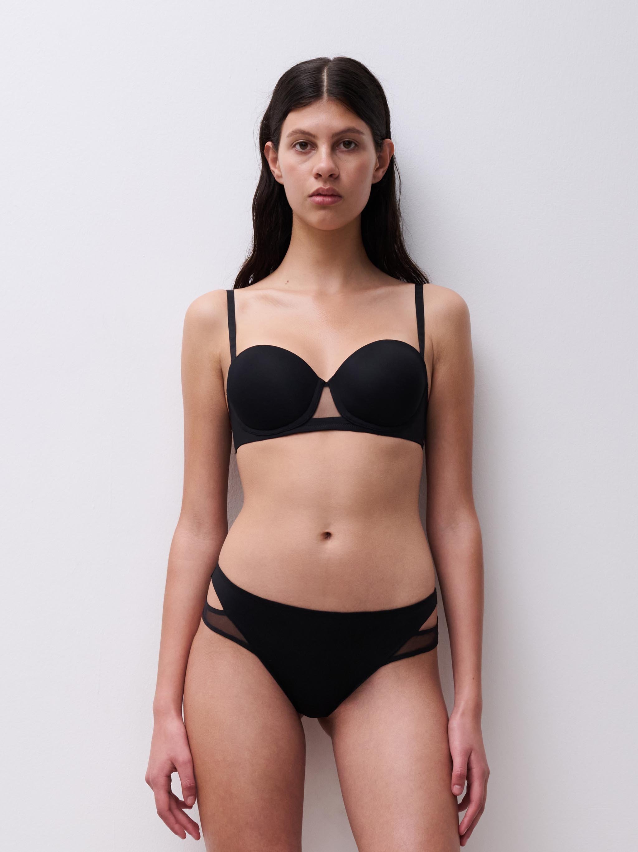Bandeau bra with cups and removable straps CHANTELLE PULP Black