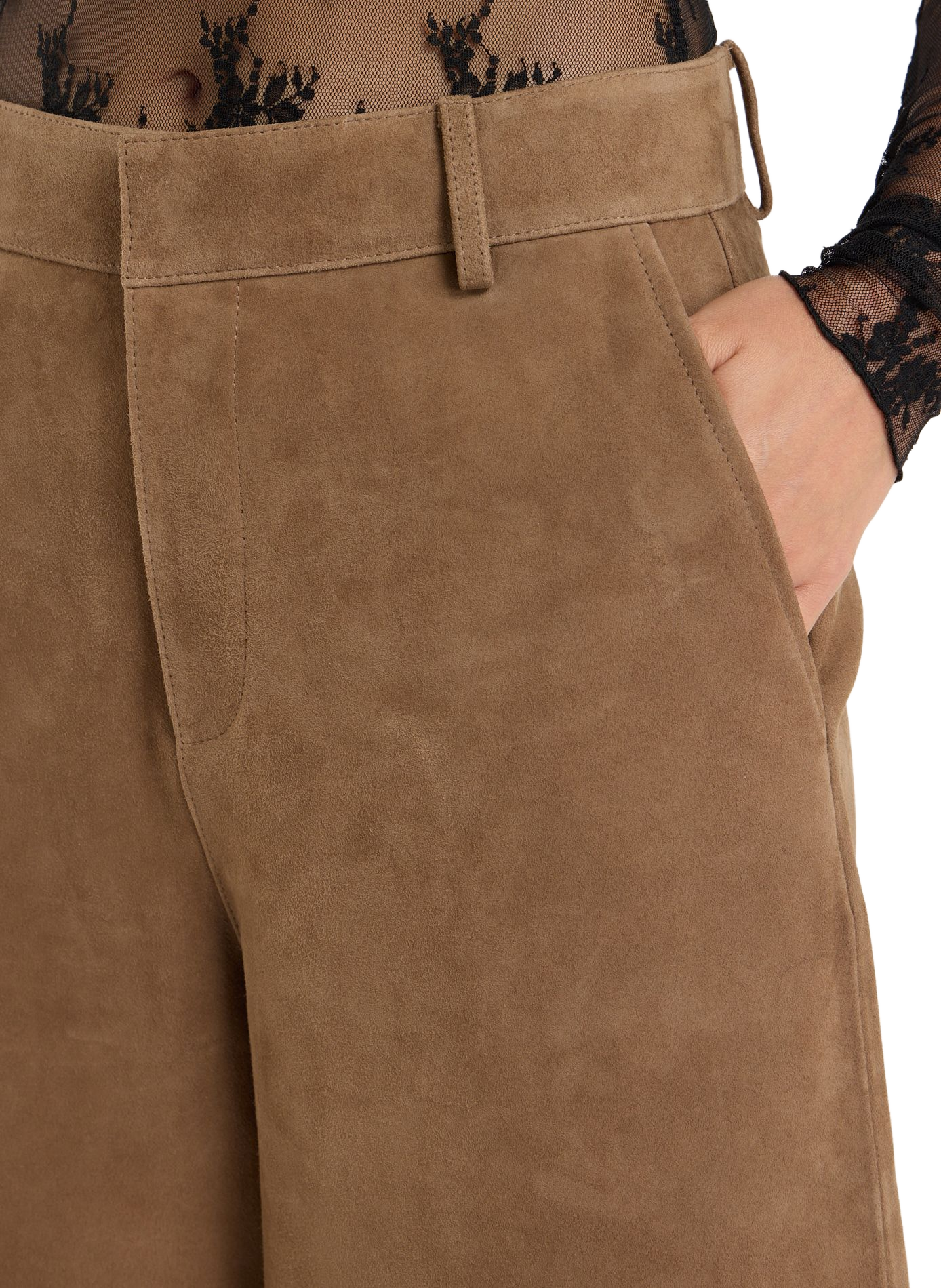 Straight leather bermuda SAISON 1865 Brown