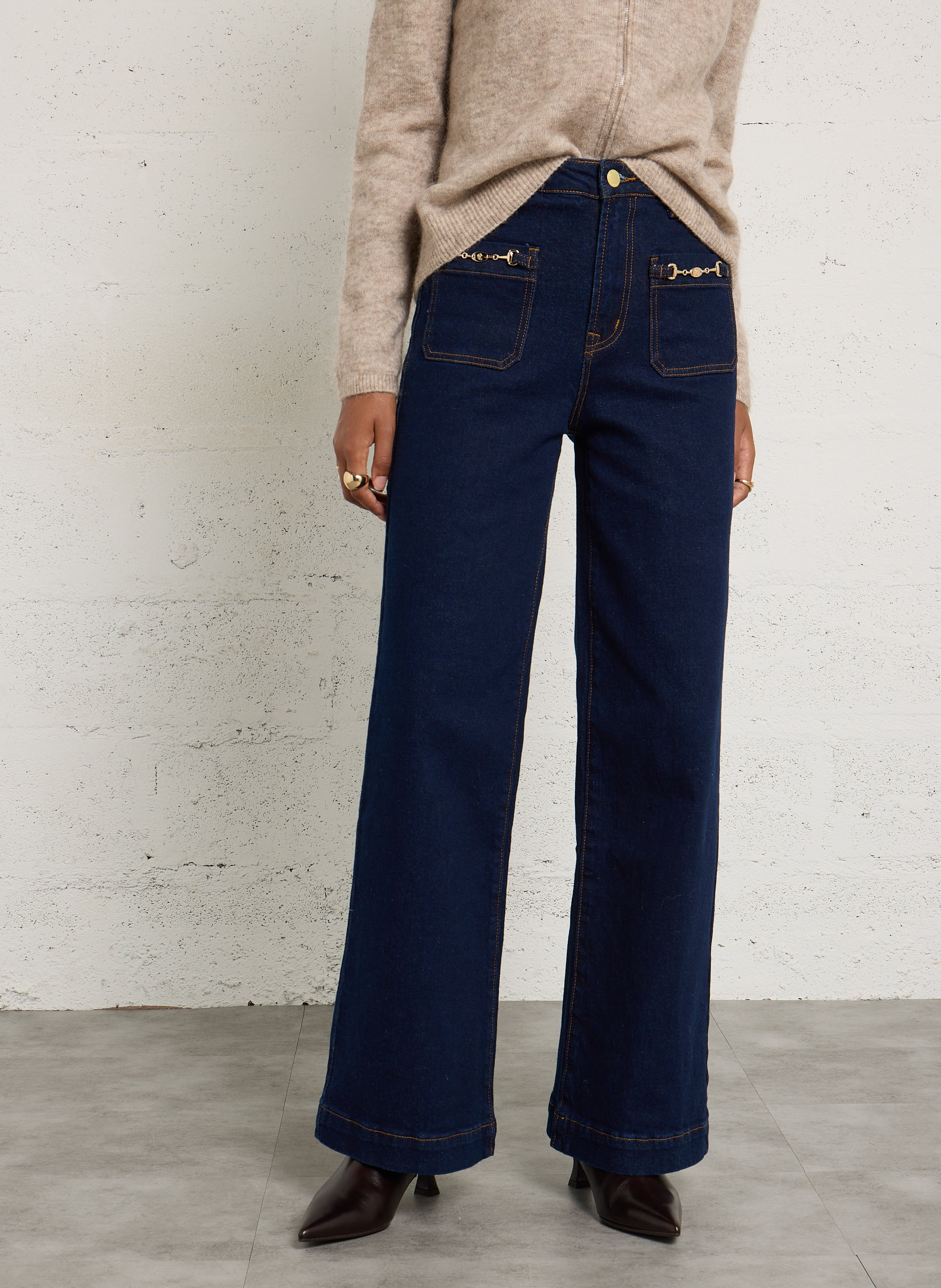 Flared Jeans aus Baumwoll-Mix mit hohem Bund LA PETITE ETOILE Blau