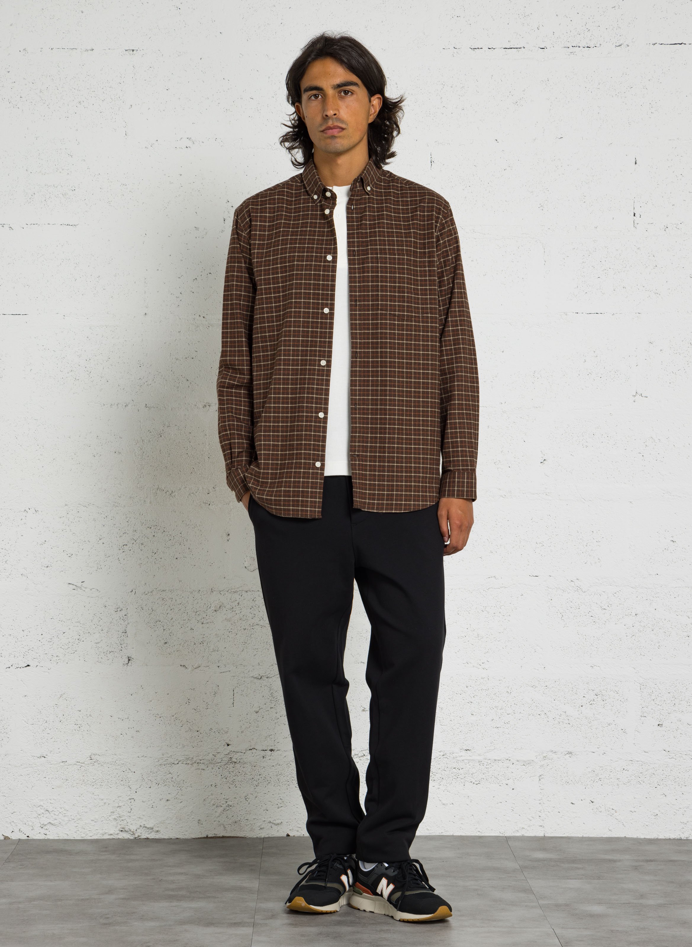 Chemise col américain en coton AU PRINTEMPS PARIS Marron