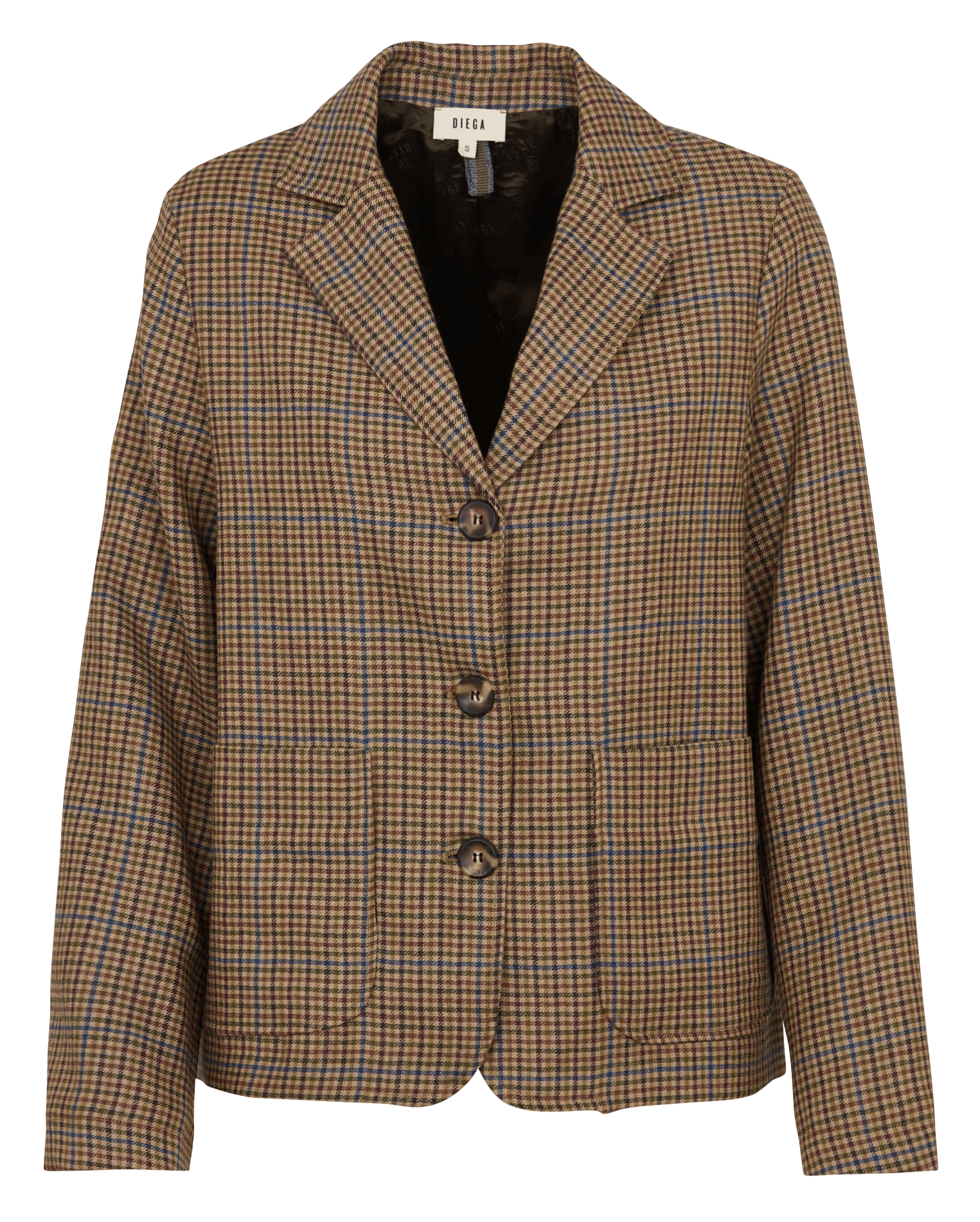 Veste droite col tailleur à carreaux en laine vierge DIEGA Multicolore