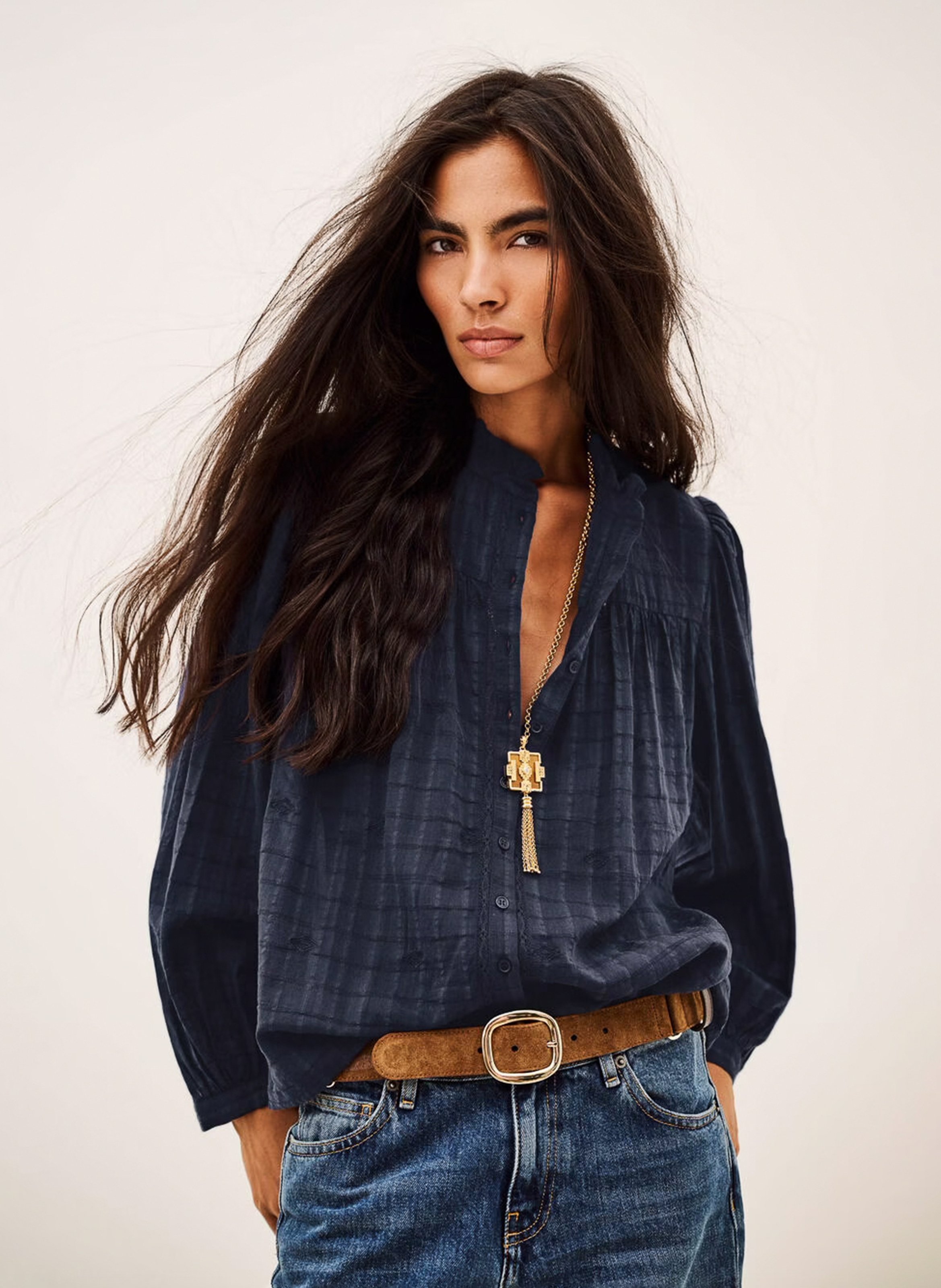 Chemise ample en coton mélangé BA&SH Bleu