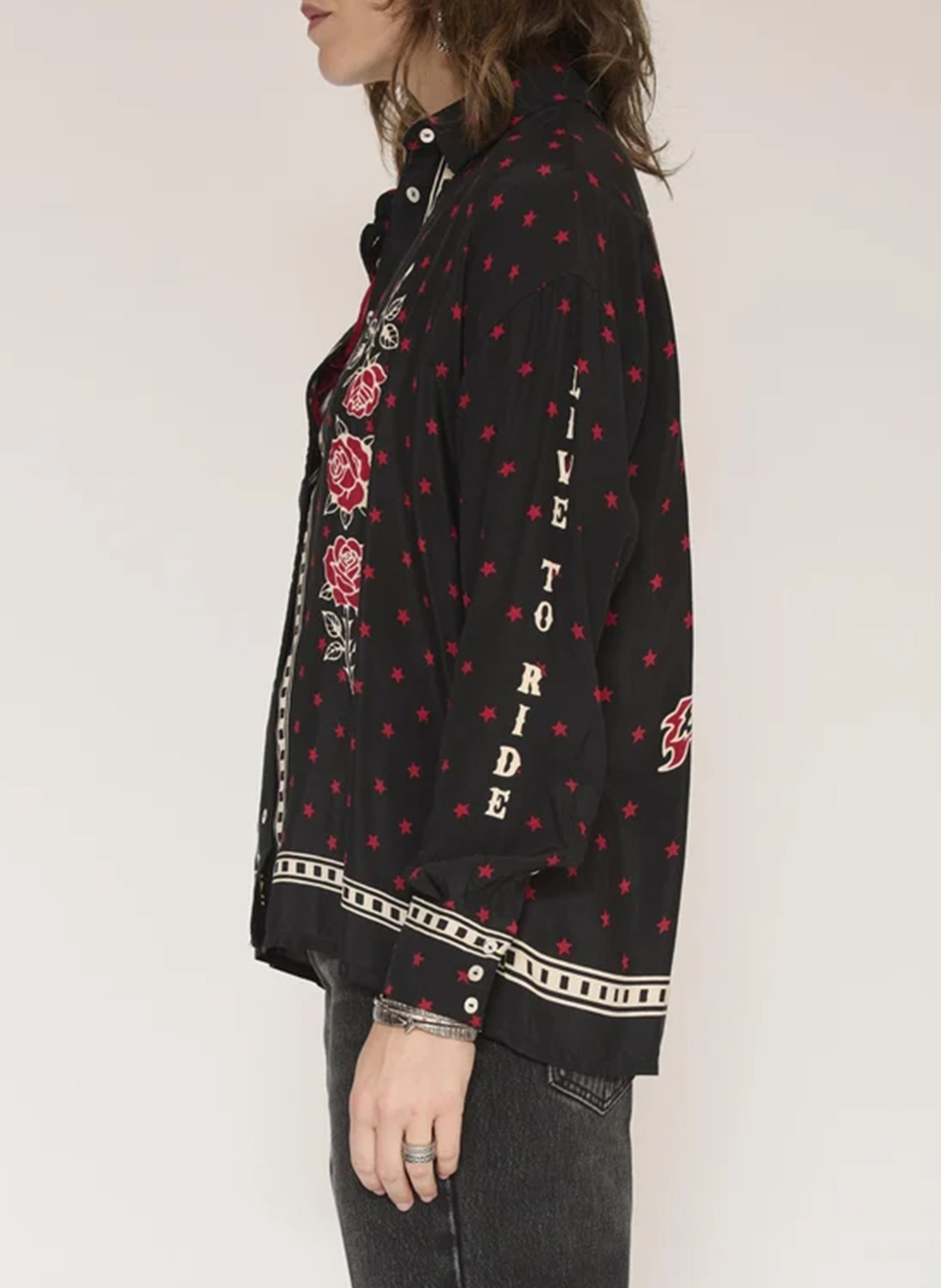 Classic collar patterned shirt MKT Black
