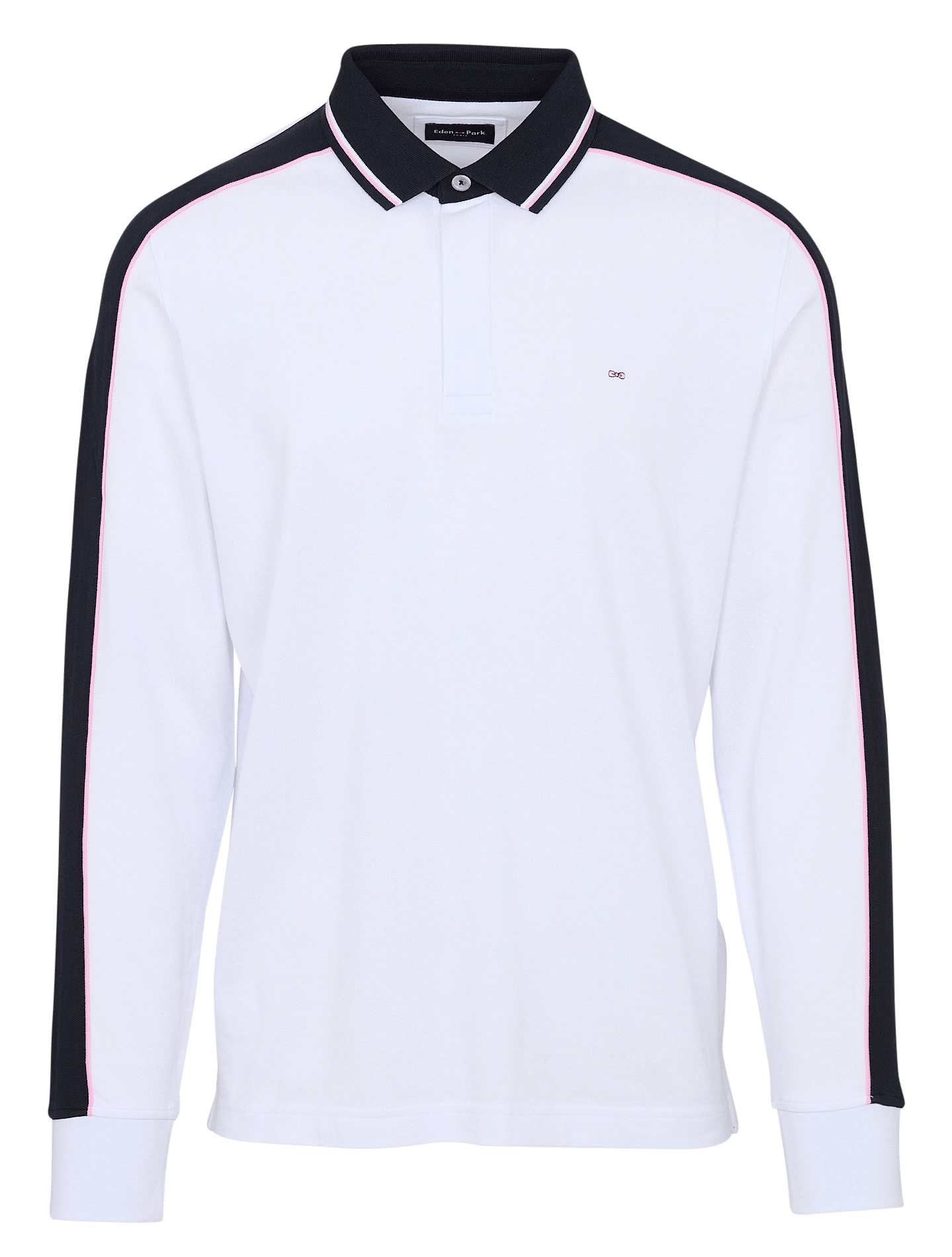 Straight fit long-sleeved cotton polo EDEN PARK Blue