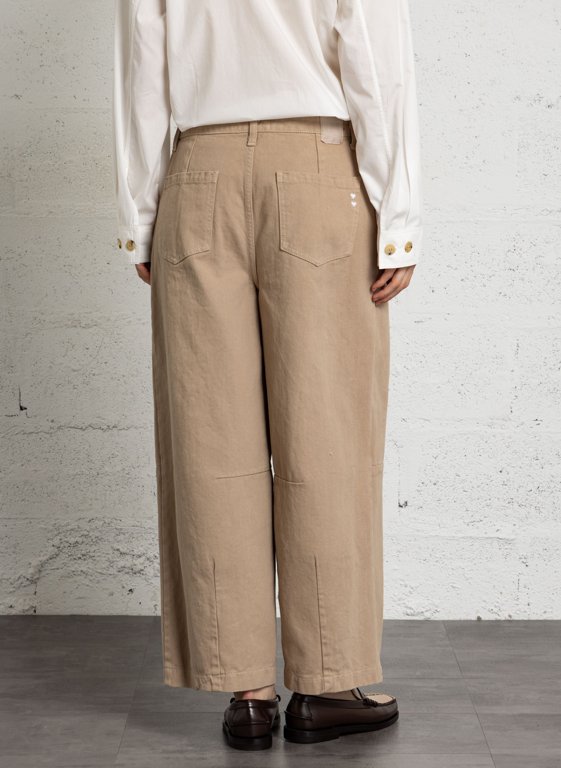Wide-leg cotton pants PLEASE Beige