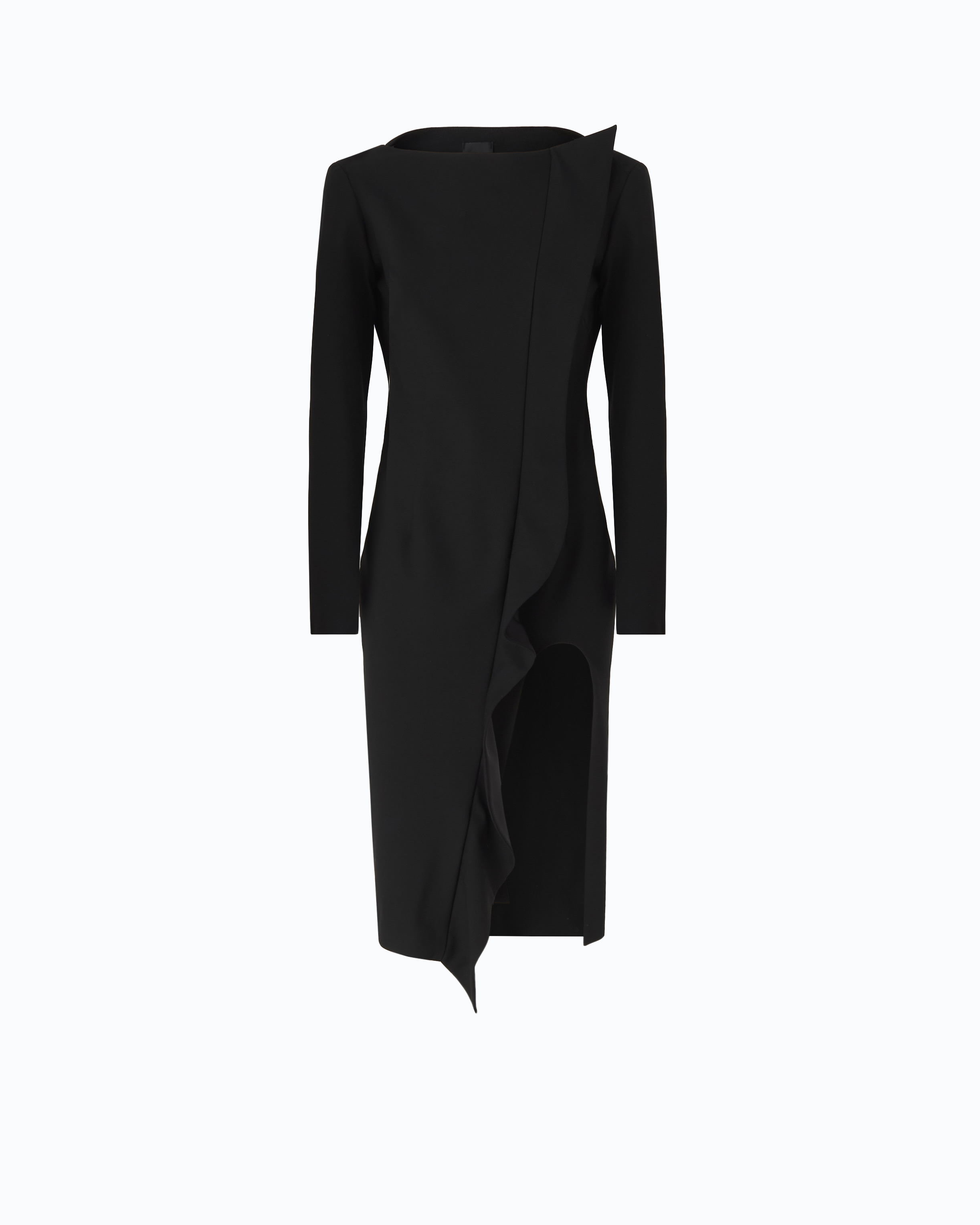 Robe fourreau mi-longue à volants et dos nu PINKO Noir