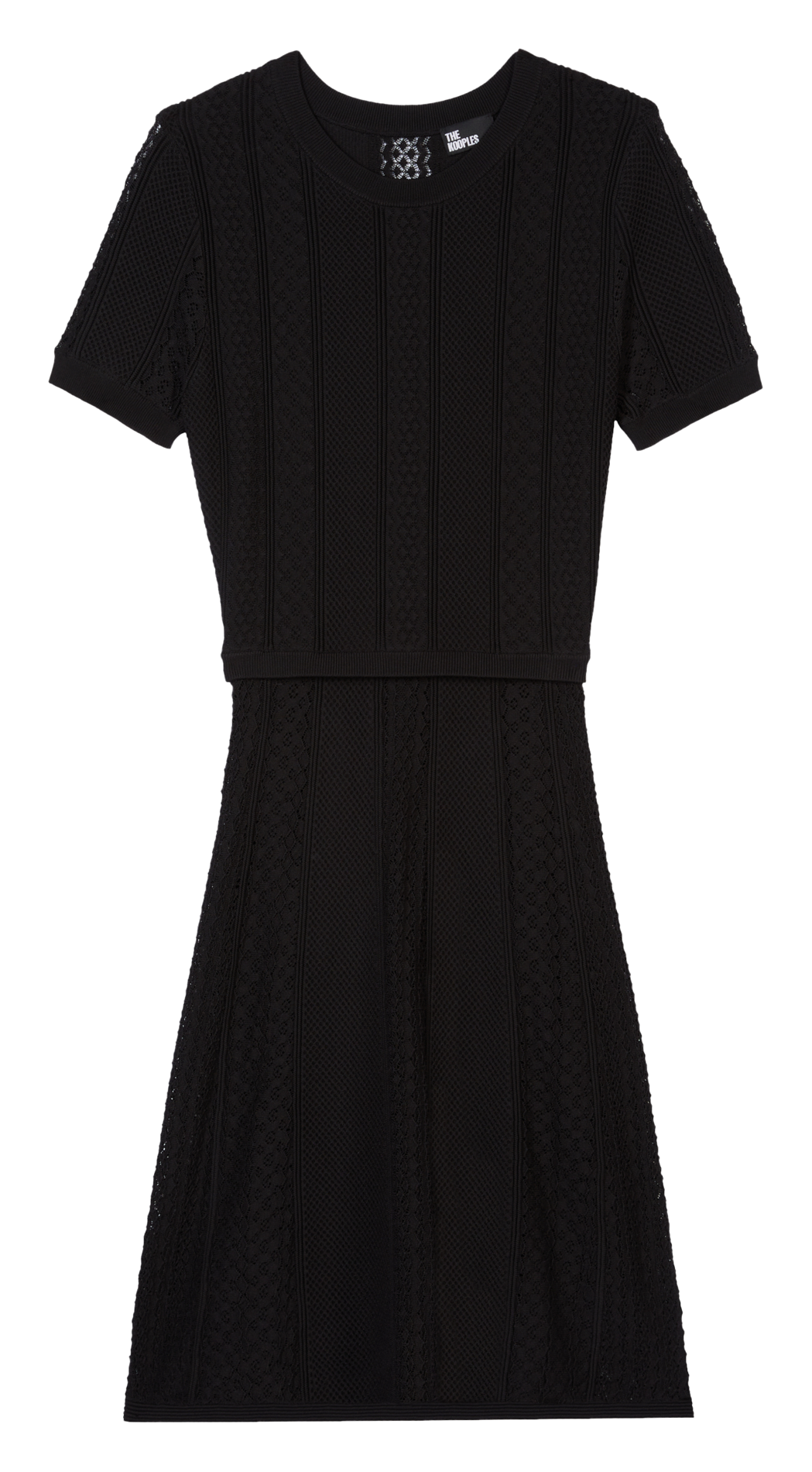 Short round-neck openwork knit dress THE KOOPLES Black