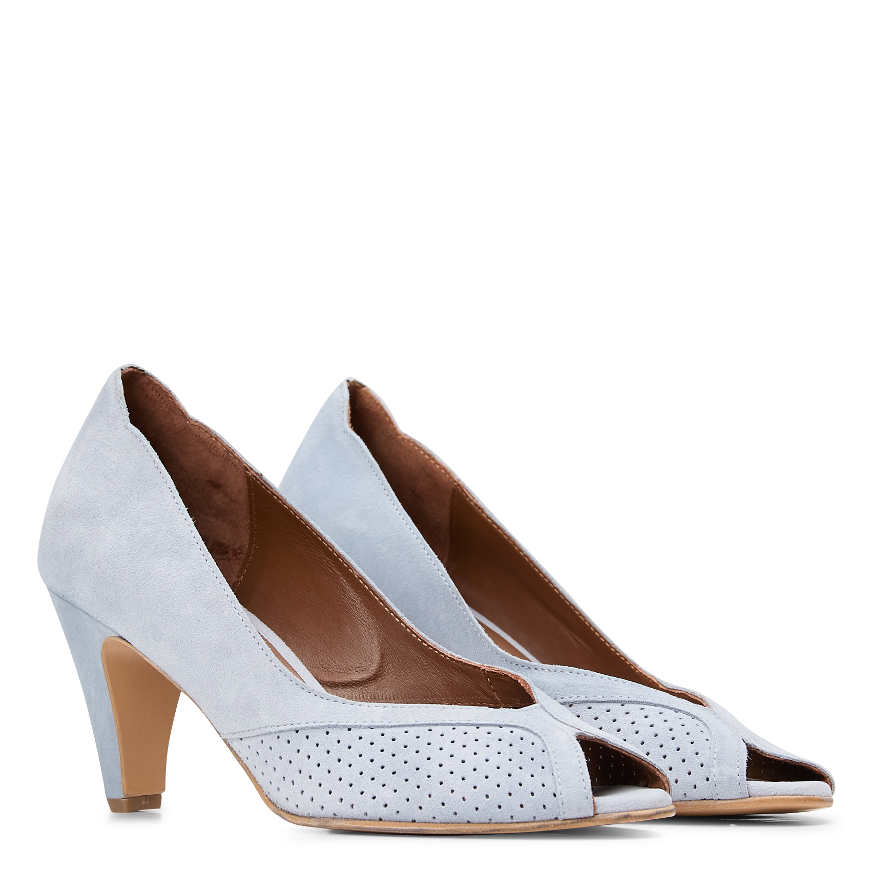 Sandales à talon en cuir velours ANONYMOUS COPENHAGEN Bleu