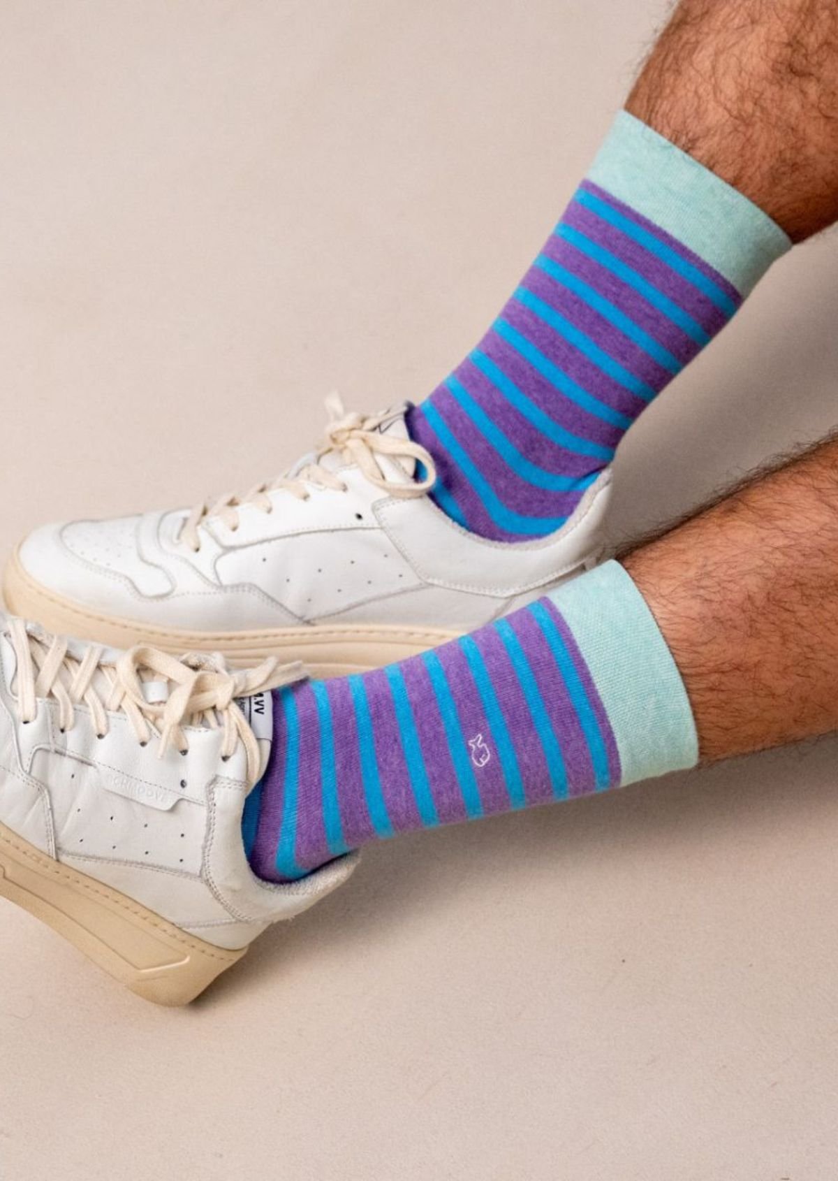 Combed cotton socks with wide stripes BILLYBELT Purple