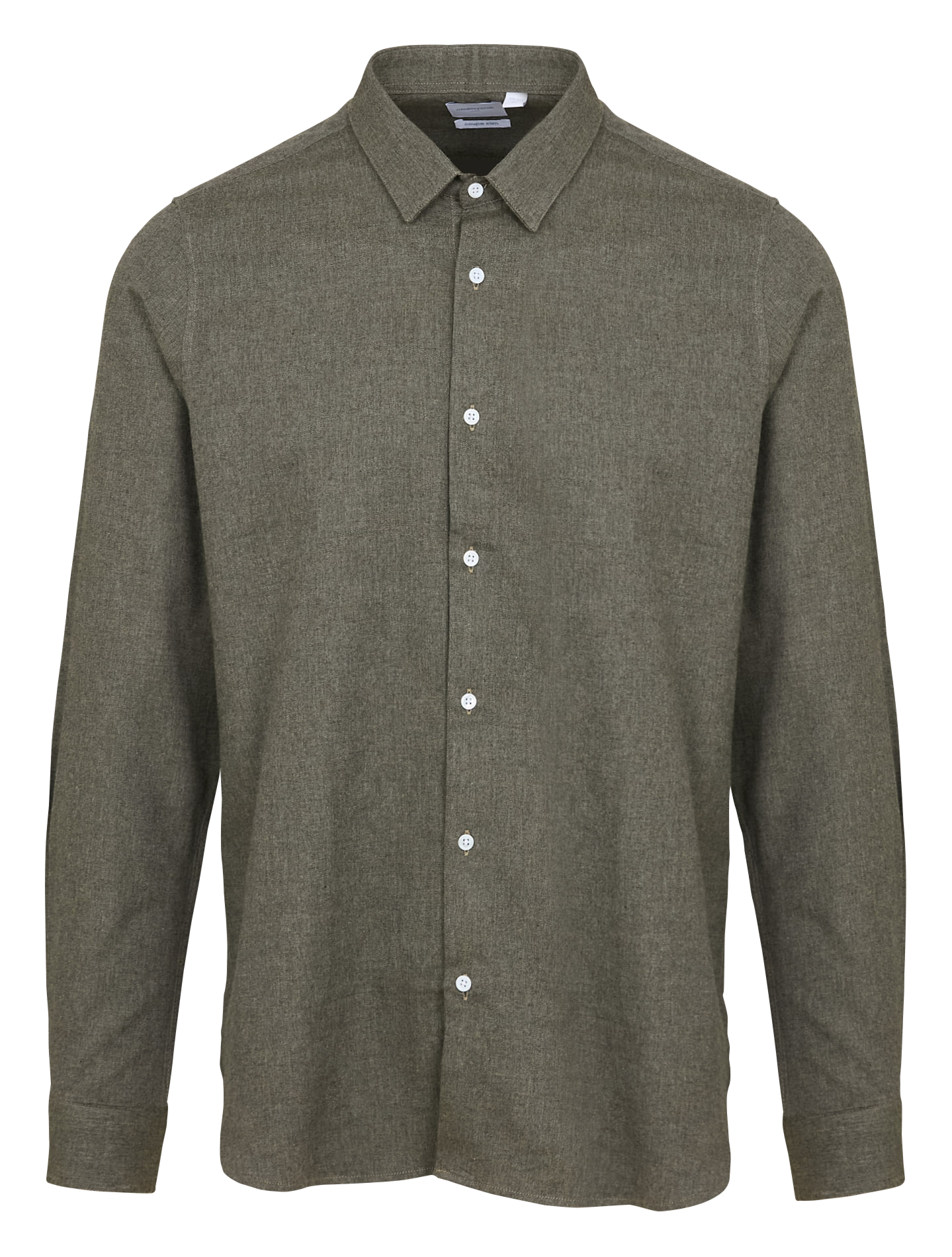 Slim-fit cotton shirt with classic collar  Kaki