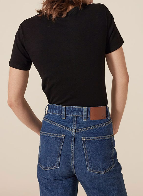 Tee-shirt droit à col V en coton  PETIT BATEAU Noir