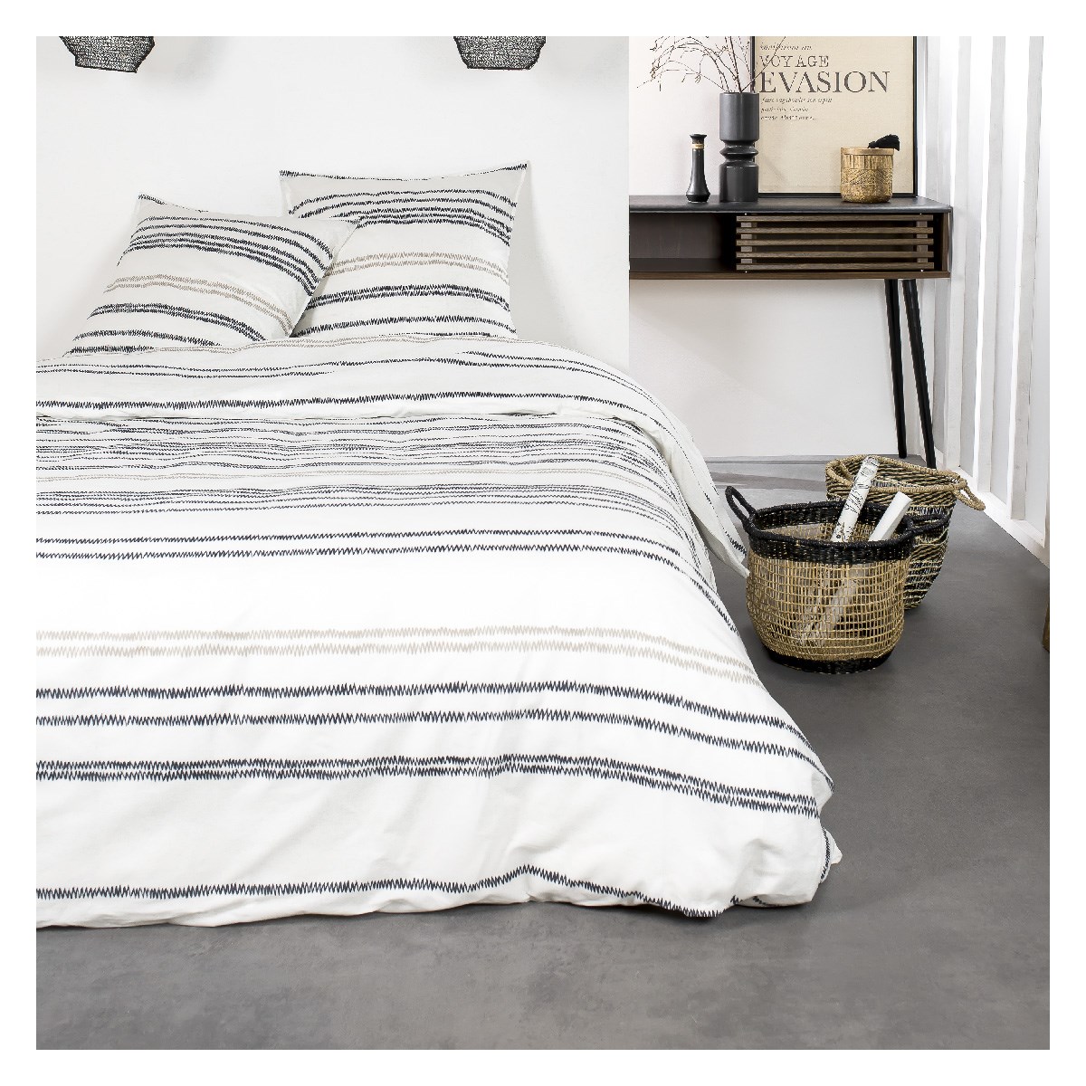 Printed cotton bedding set TODAY LINGE DE MAISON White