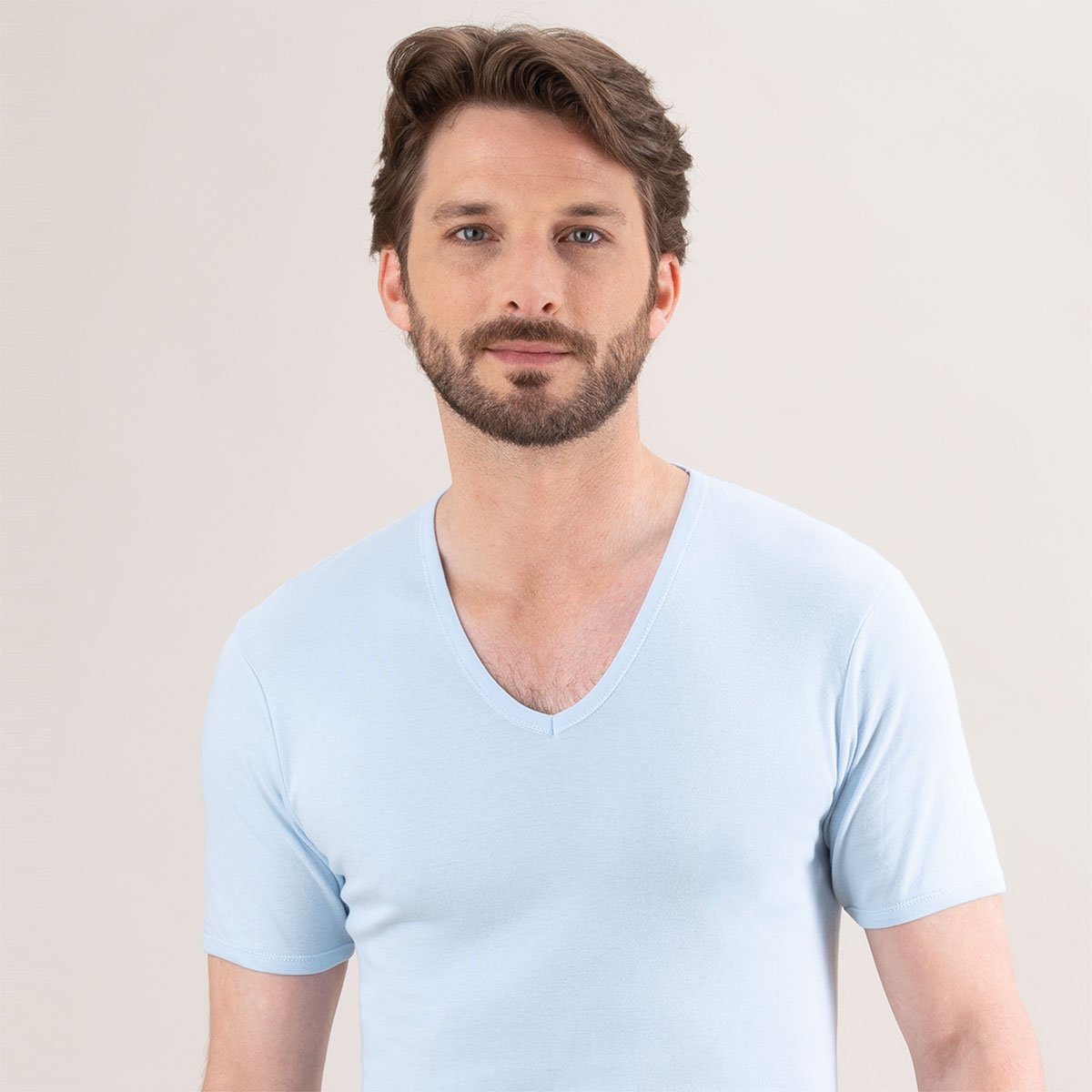 Premium pure cotton V-neck T-shirt Blue