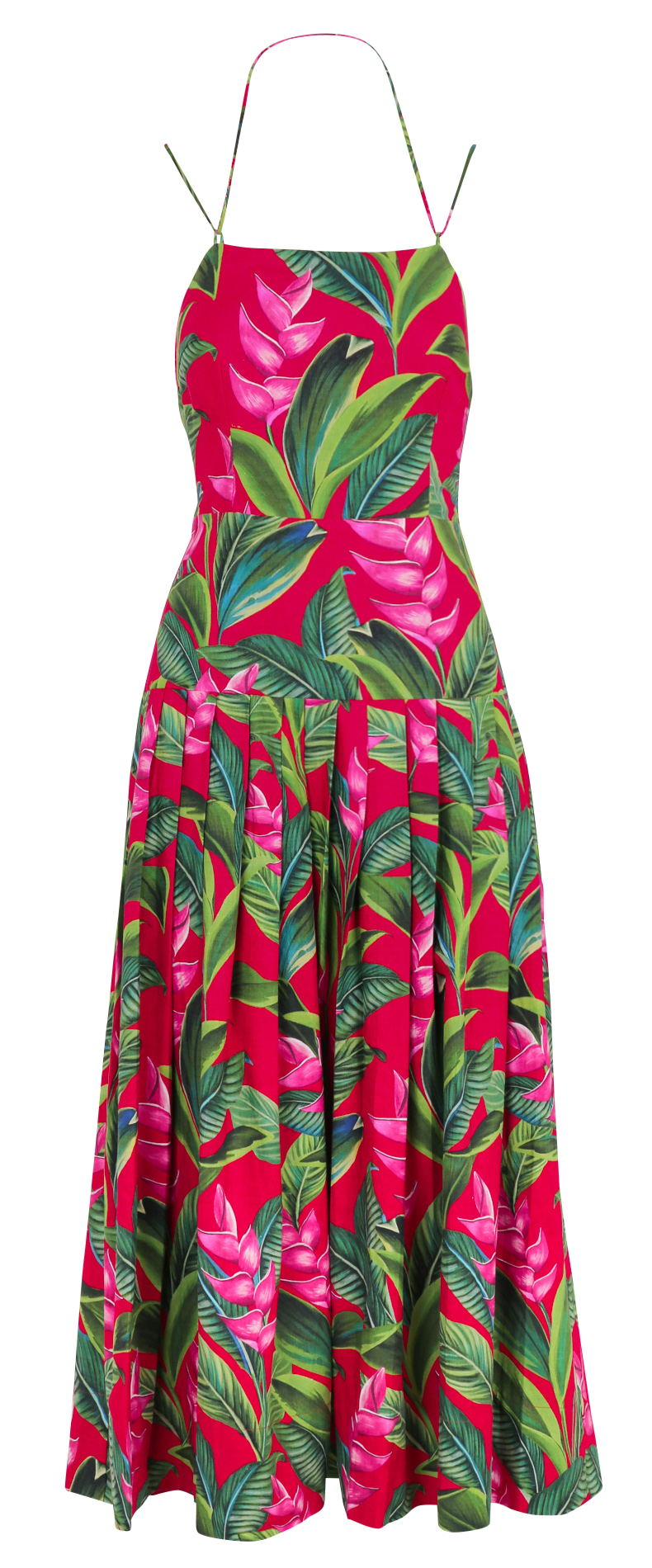 Square Neck Midi Dress in Linen Blend FARM RIO Red