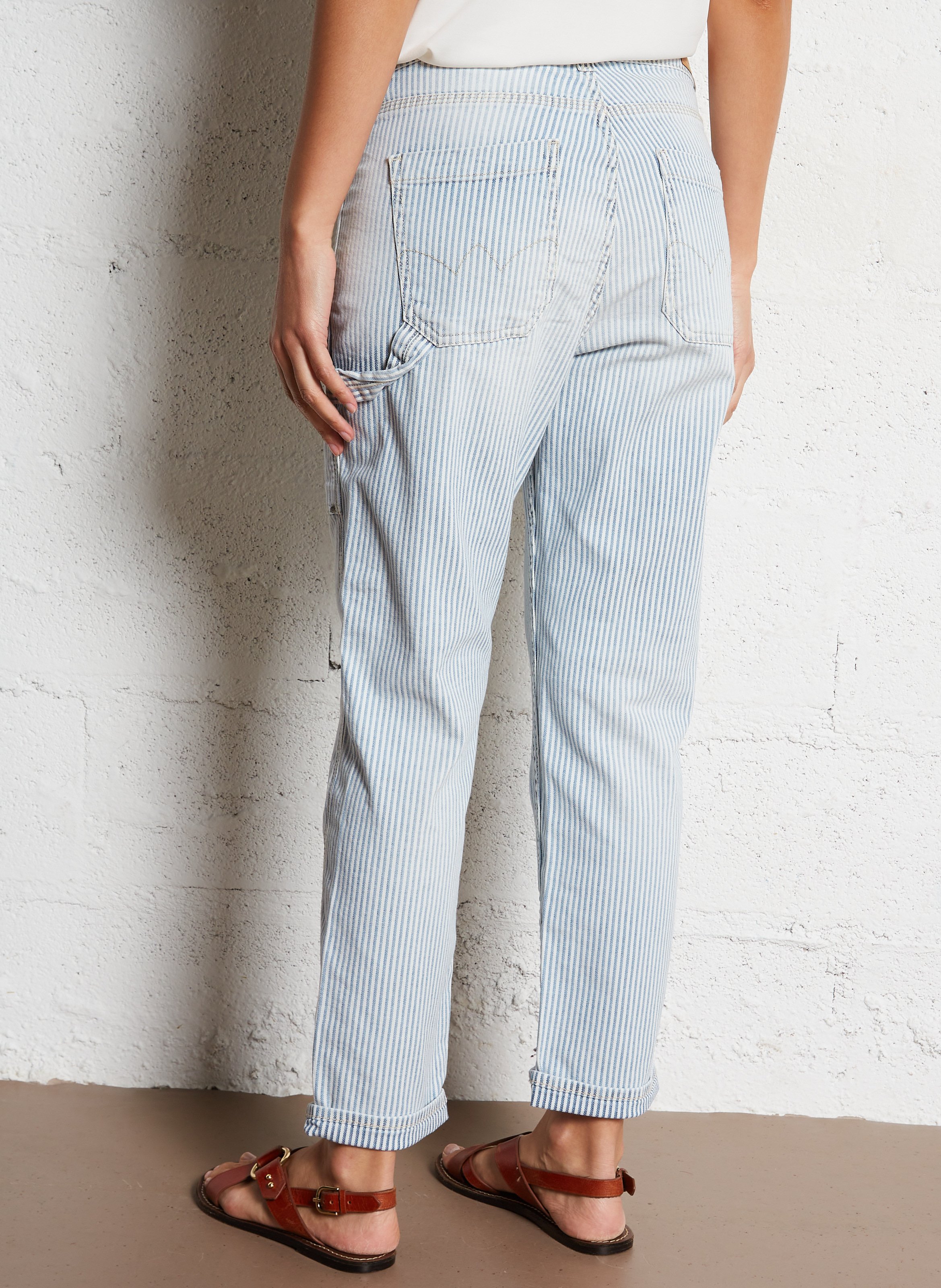 Striped straight-cut jeans LE TEMPS DES CERISES Blue
