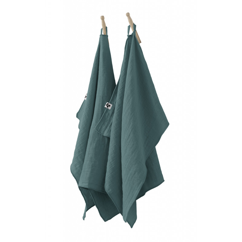 Set of 2 cotton muslin hand towels L'EFFET PAPILLON