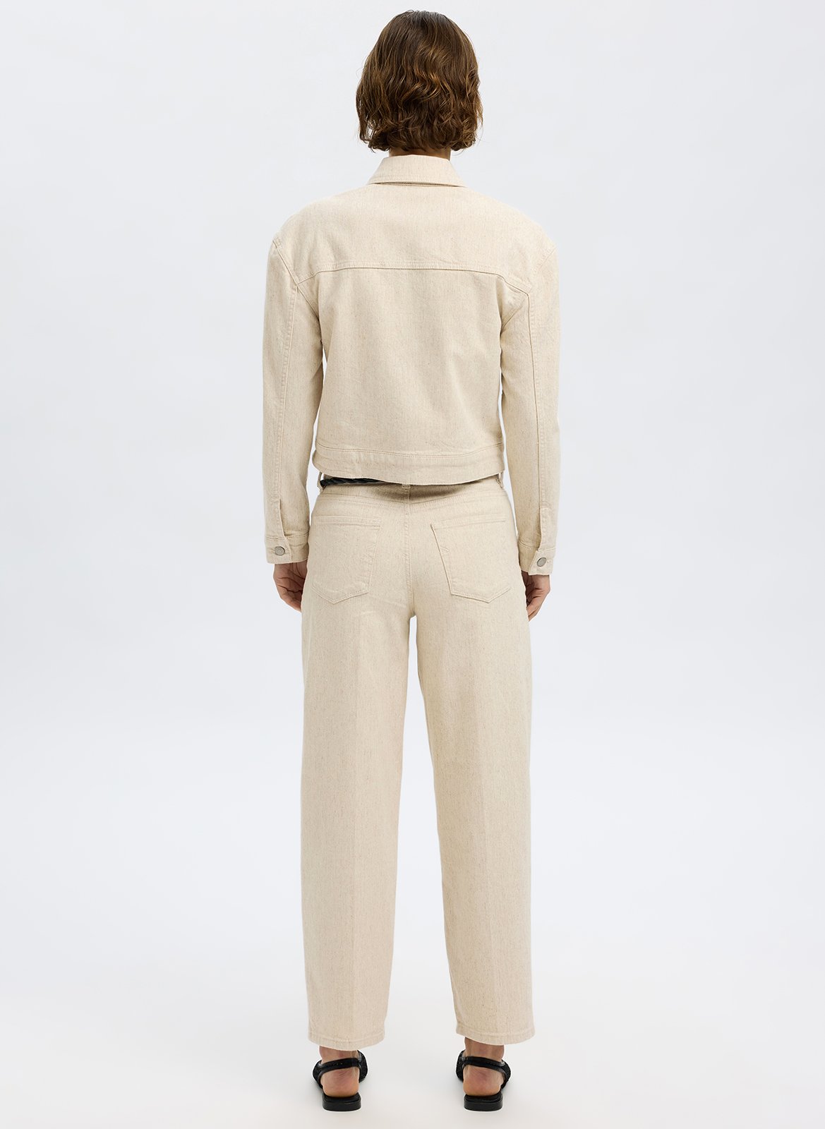 Pantalon large en coton bio mélangé SELECTED Beige