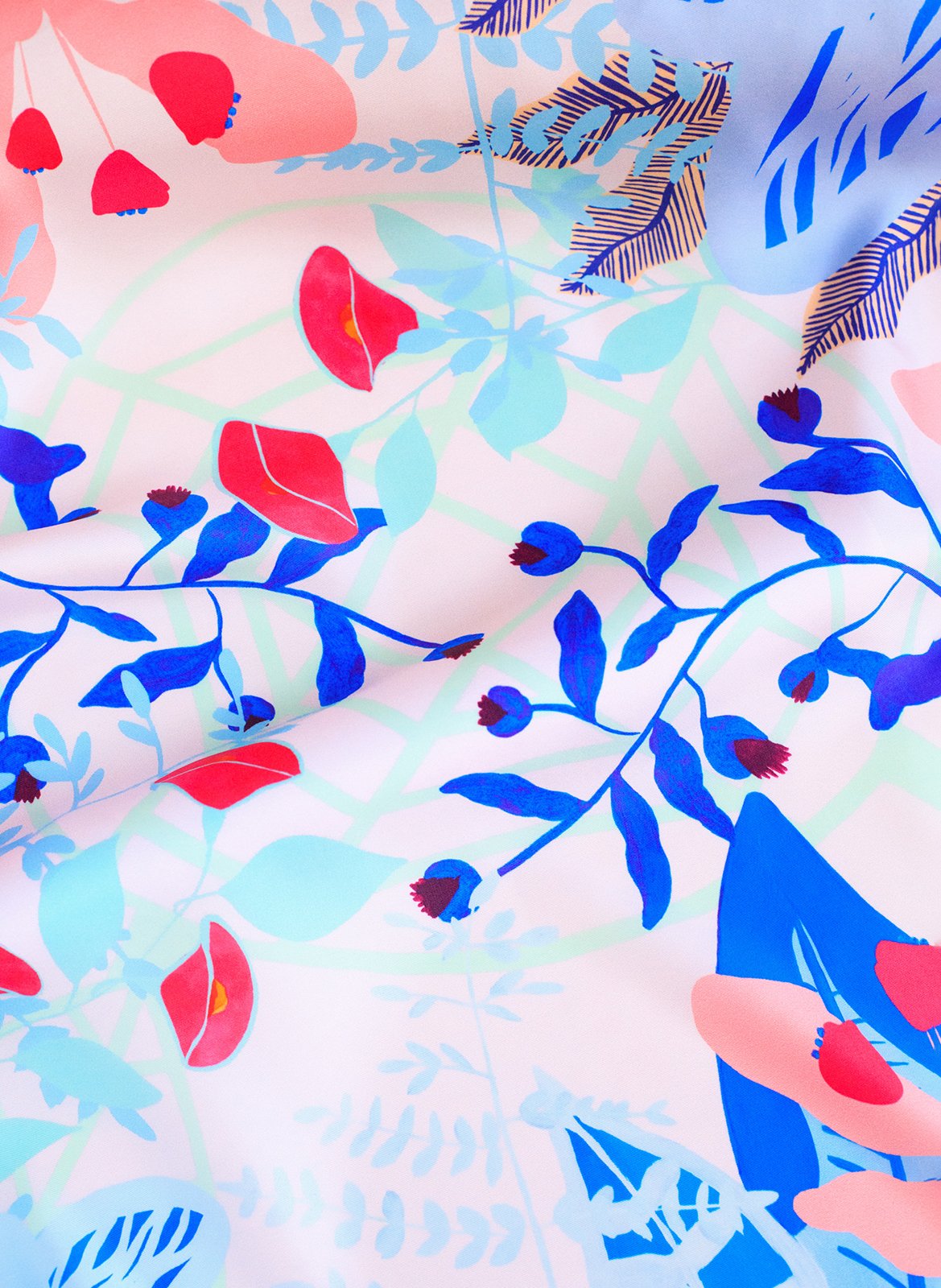 Aclaudie screen-printed silk scarf PETITJEAN PARIS Multicolored