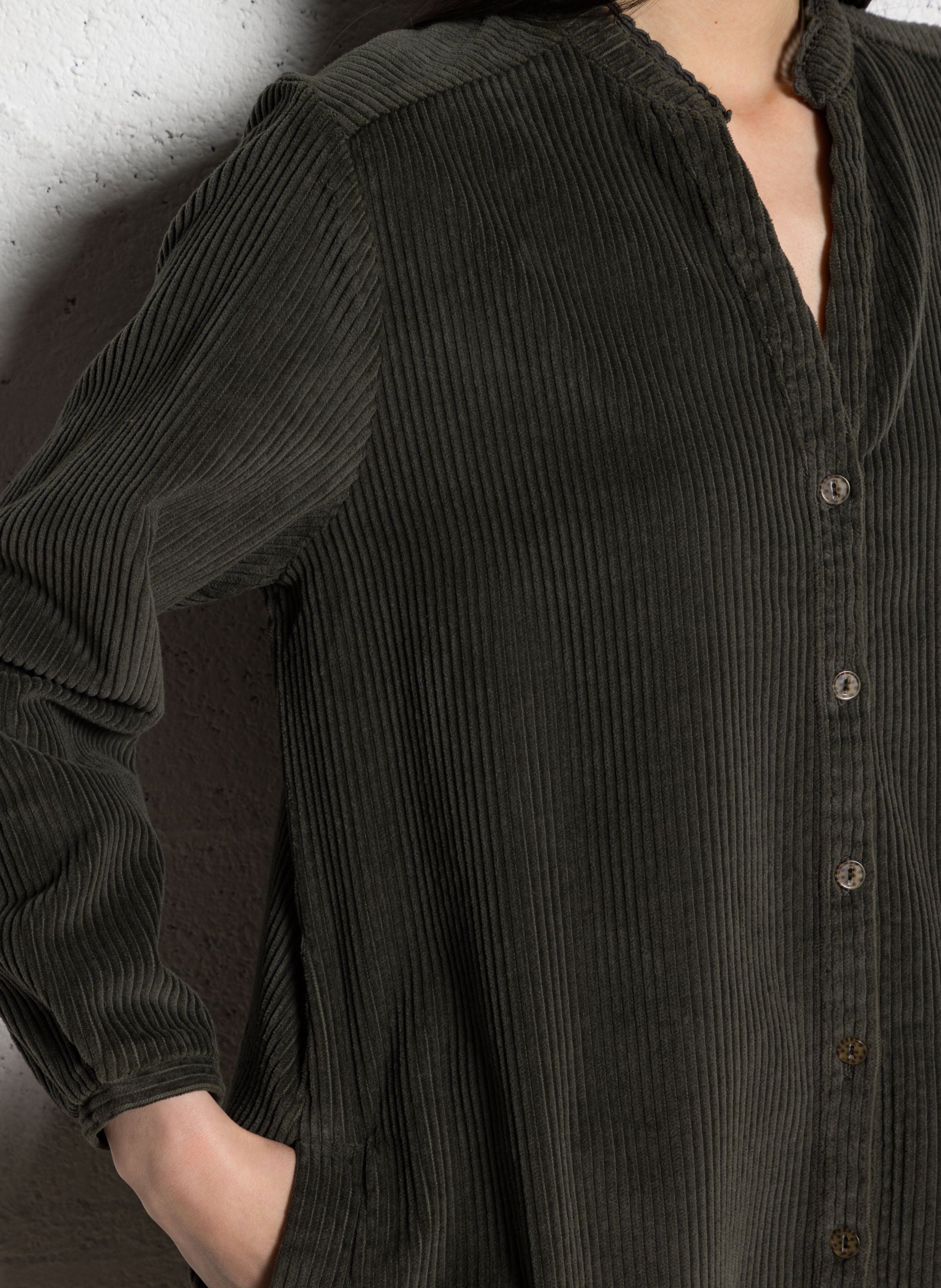 Robe courte en coton côtelé ONE STEP Vert