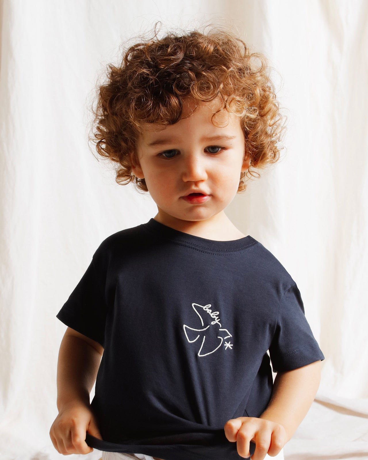 The embroidered baby bird organic cotton t-shirt EMOI EMOI Blue