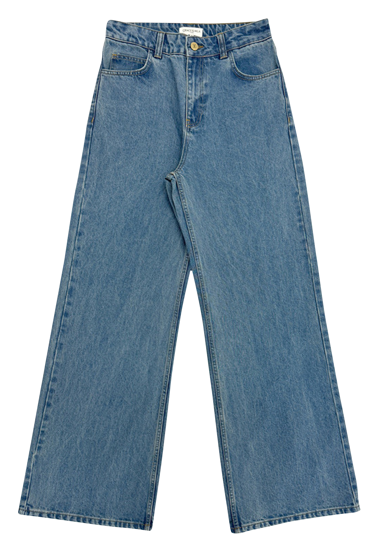 Jean évasée en coton GRACE ET MILA Bleu