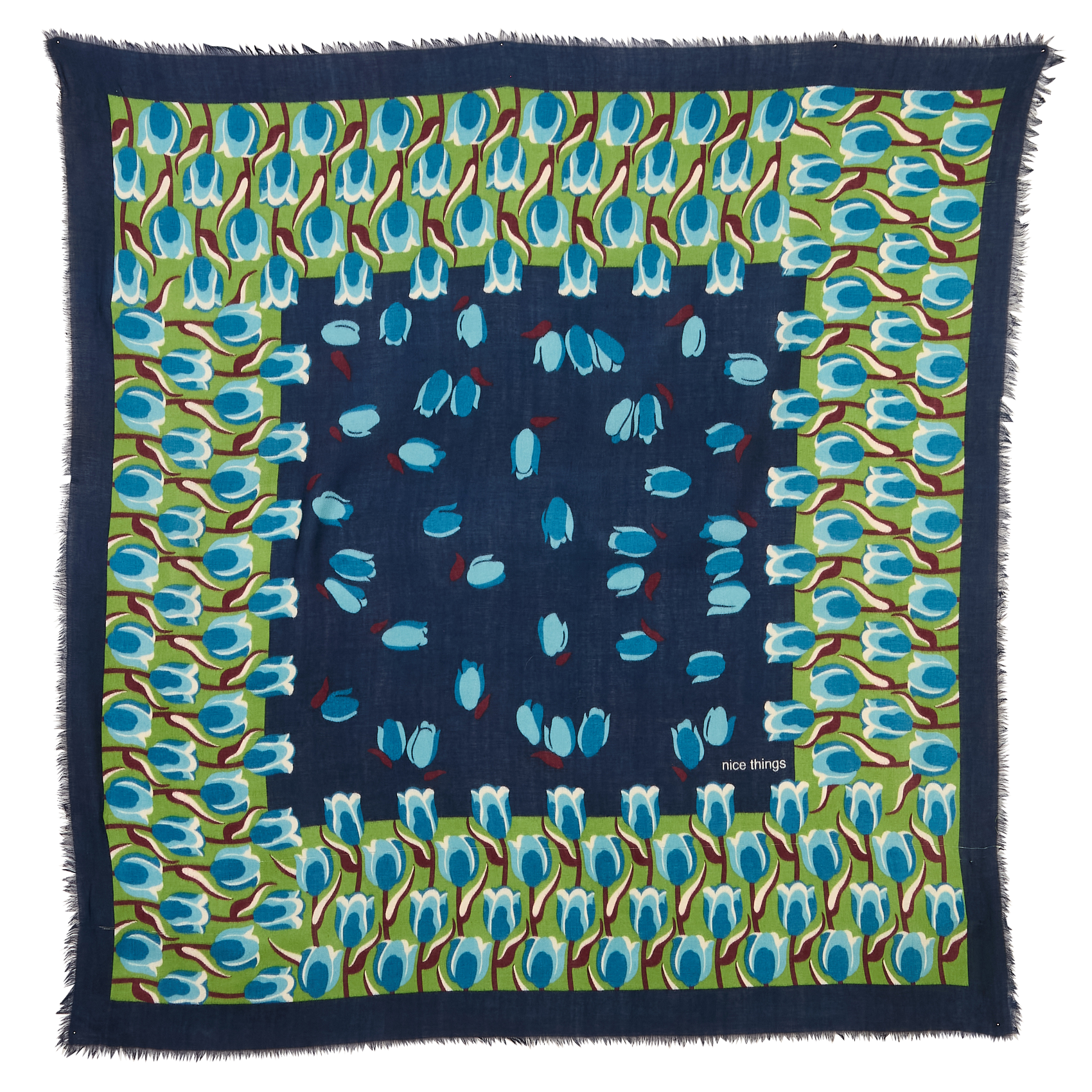 Sjaal met tulpprint NICE THINGS Blauw