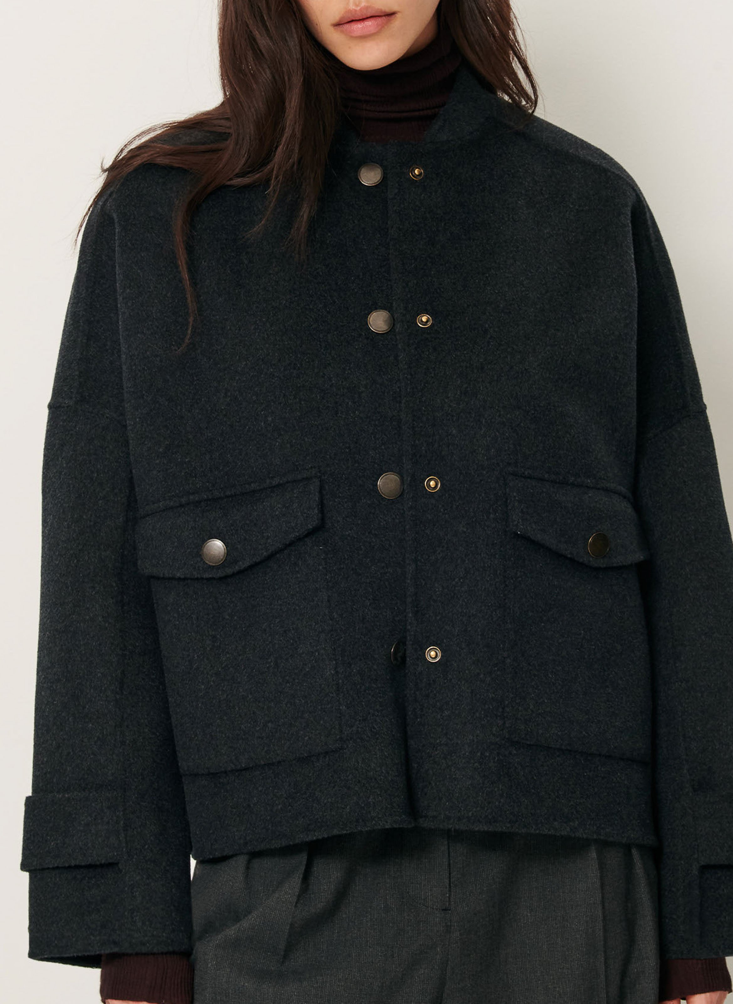 Teddy-style wool blend jacket SESSUN Grey