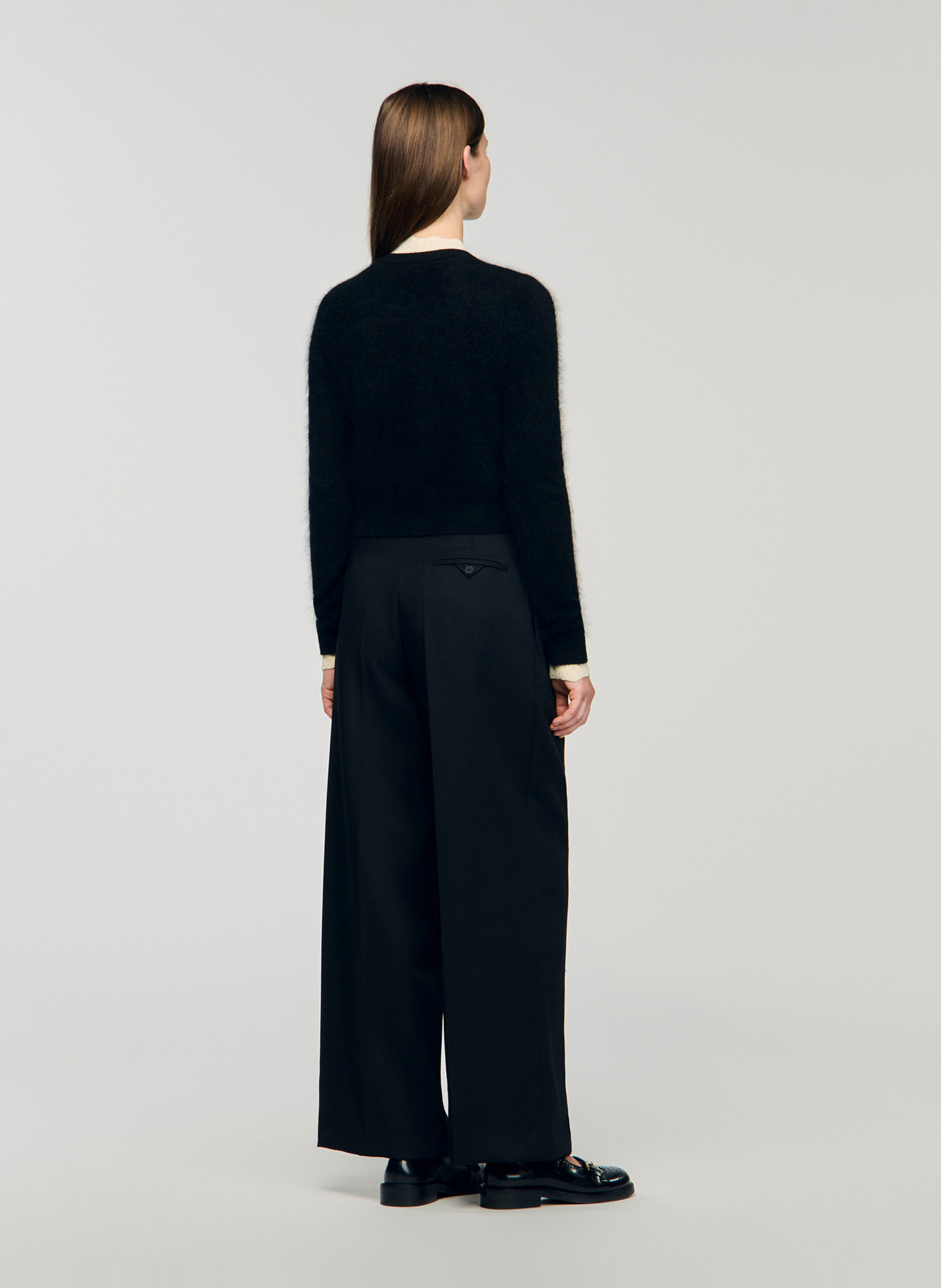 Gilet col rond en laine SANDRO Noir