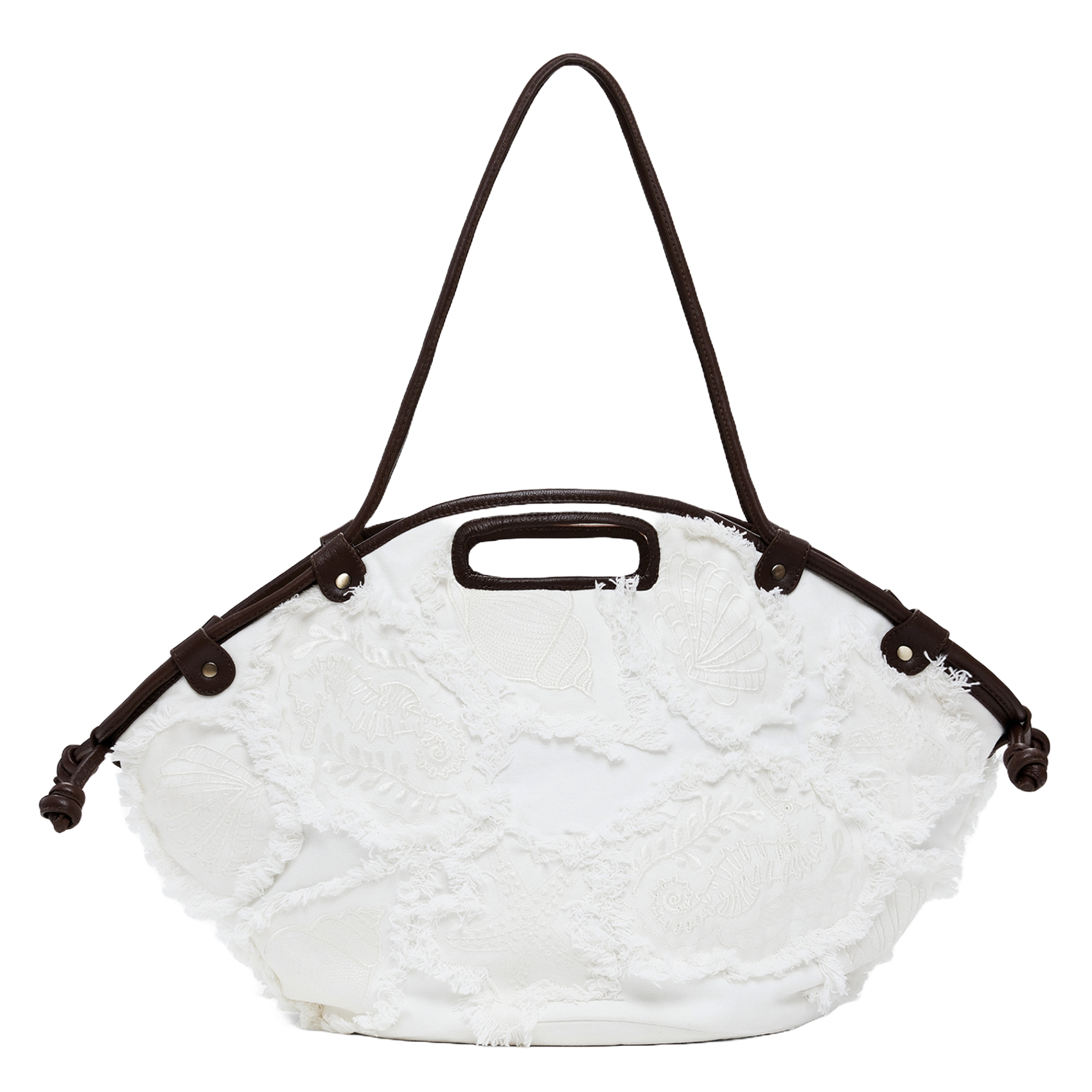 Embroidered cotton shopper bag DESIGUAL White