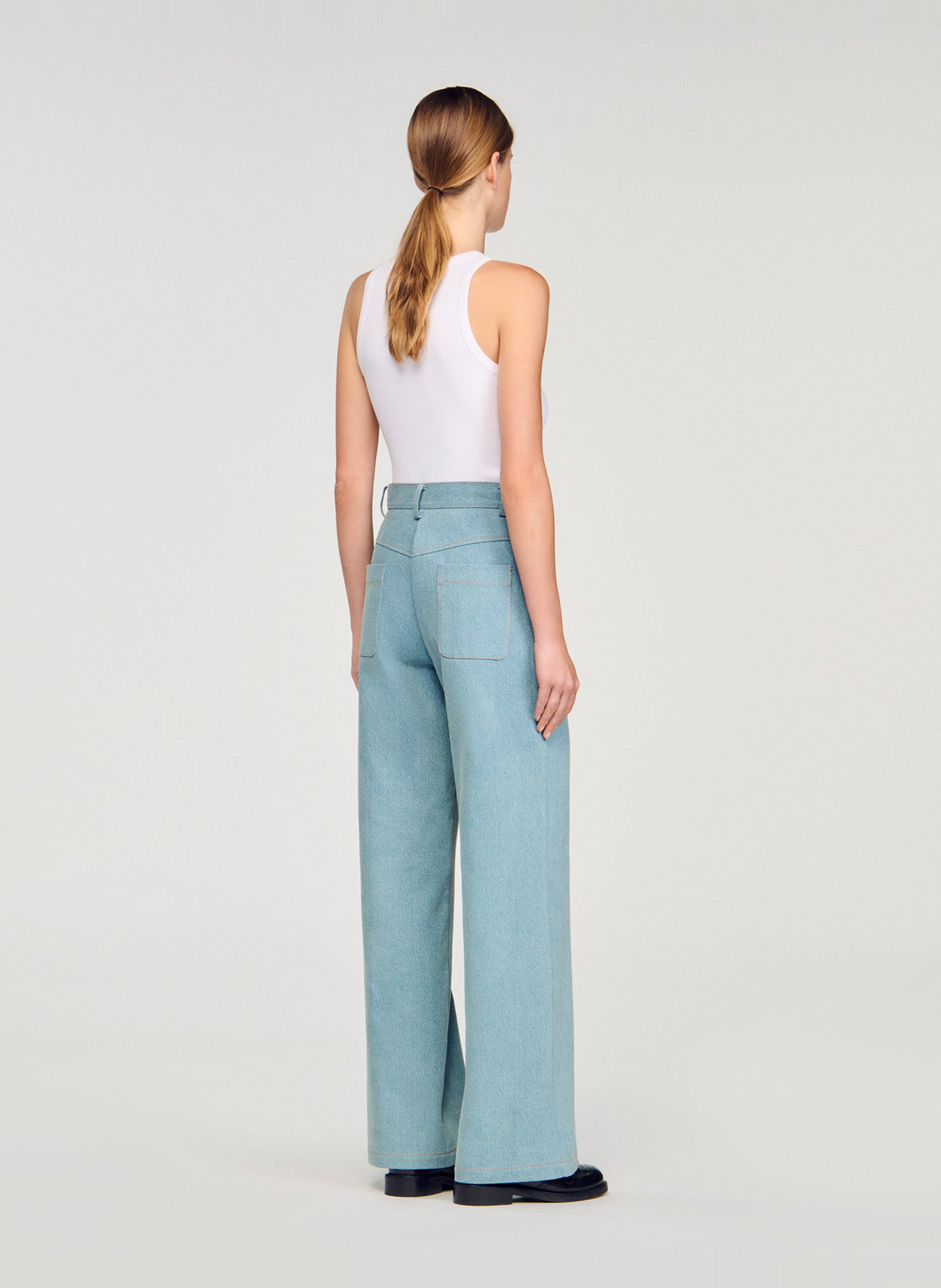 Jean large en coton SANDRO Bleu