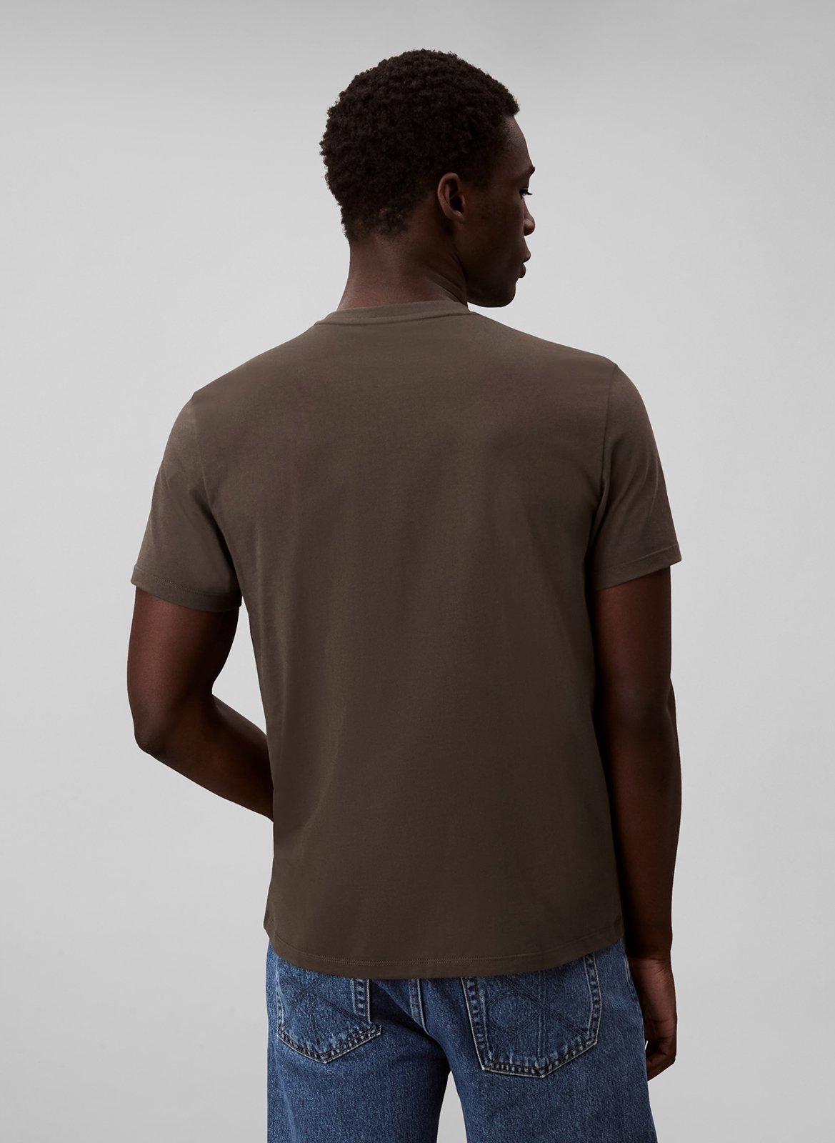 Tee-shirt droit col rond en coton CALVIN KLEIN Gris