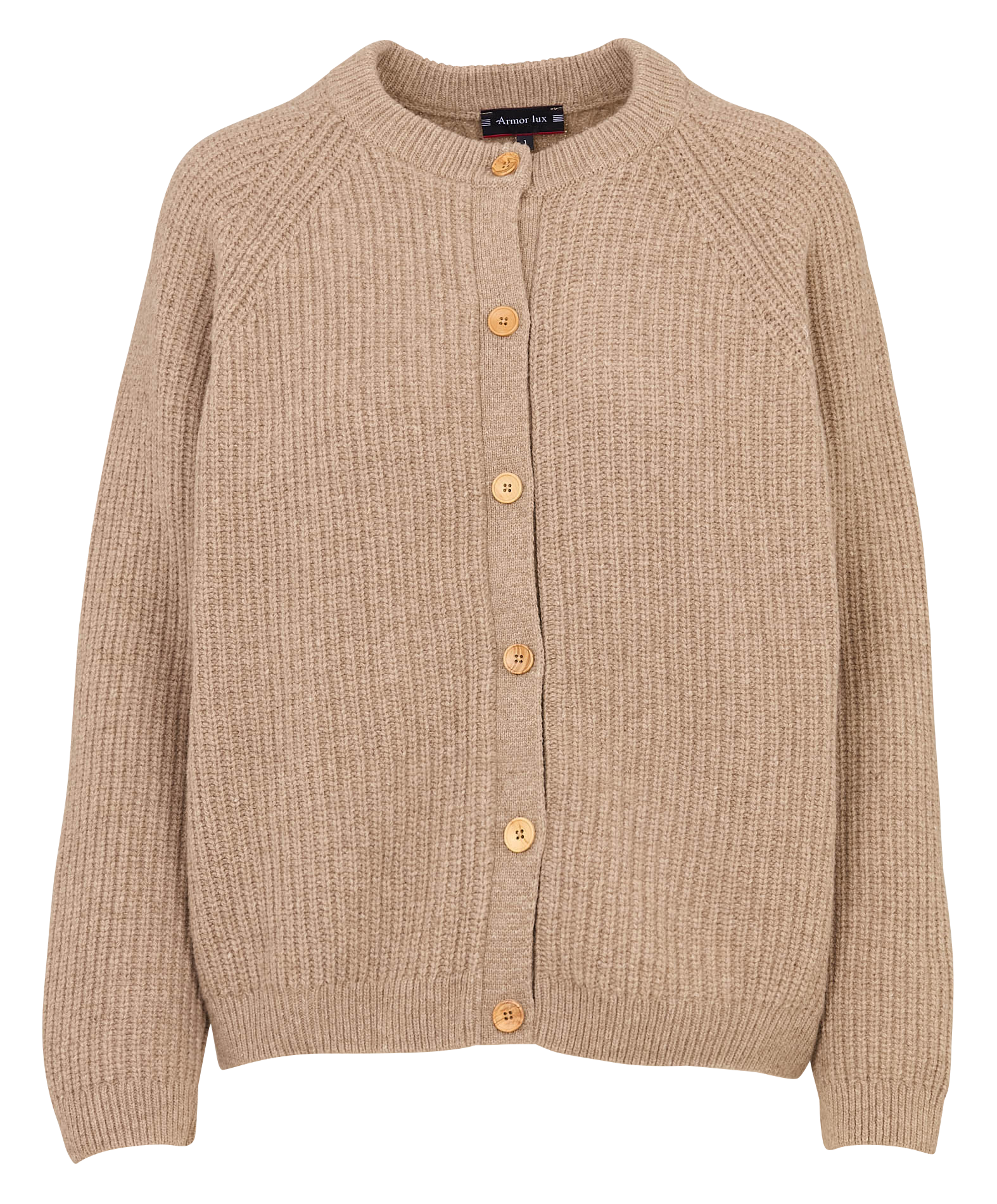 Cardigan boutonné en maille côtelée ARMOR LUX Beige