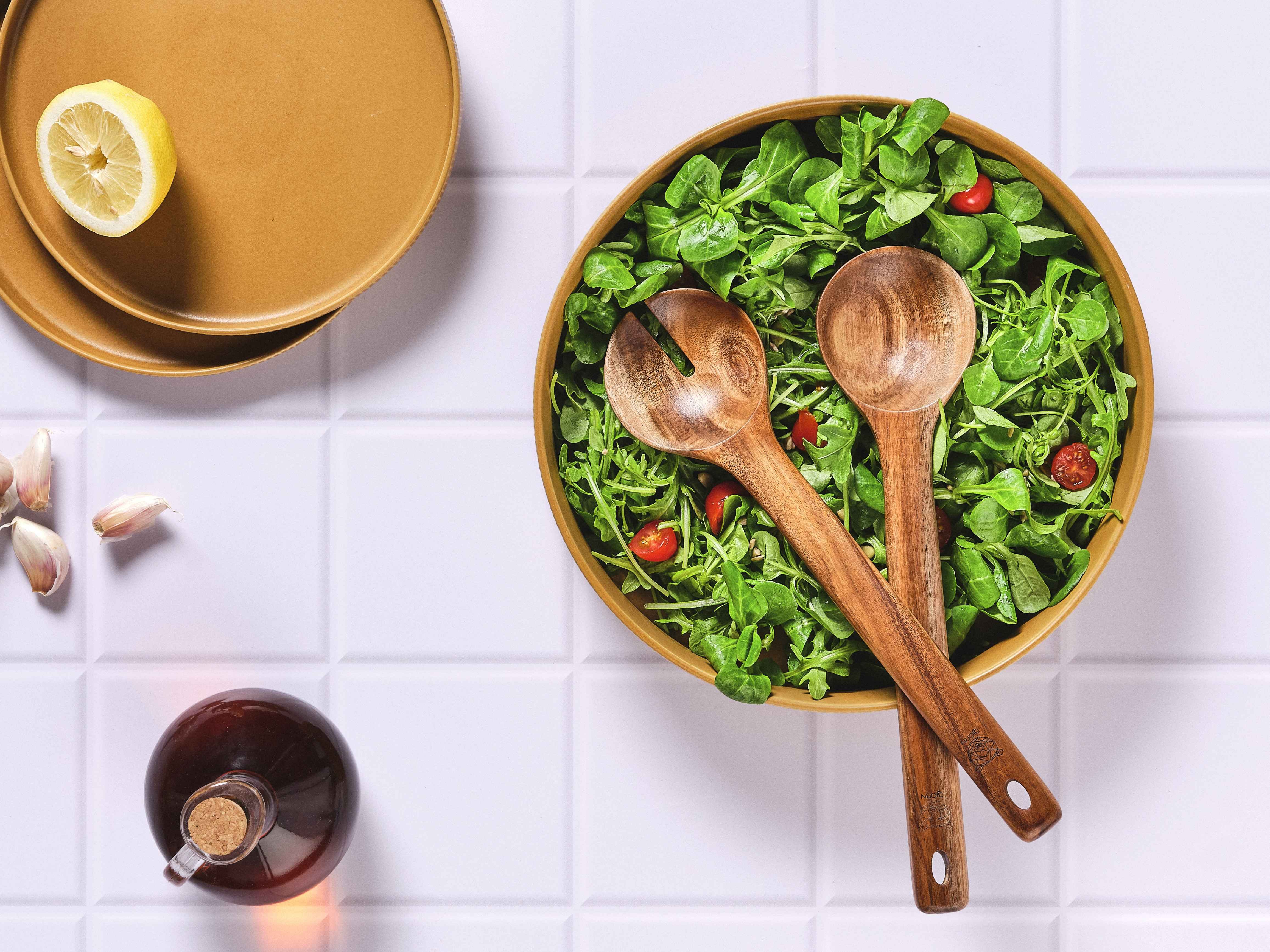 Acacia wood salad servers BJORN Brown