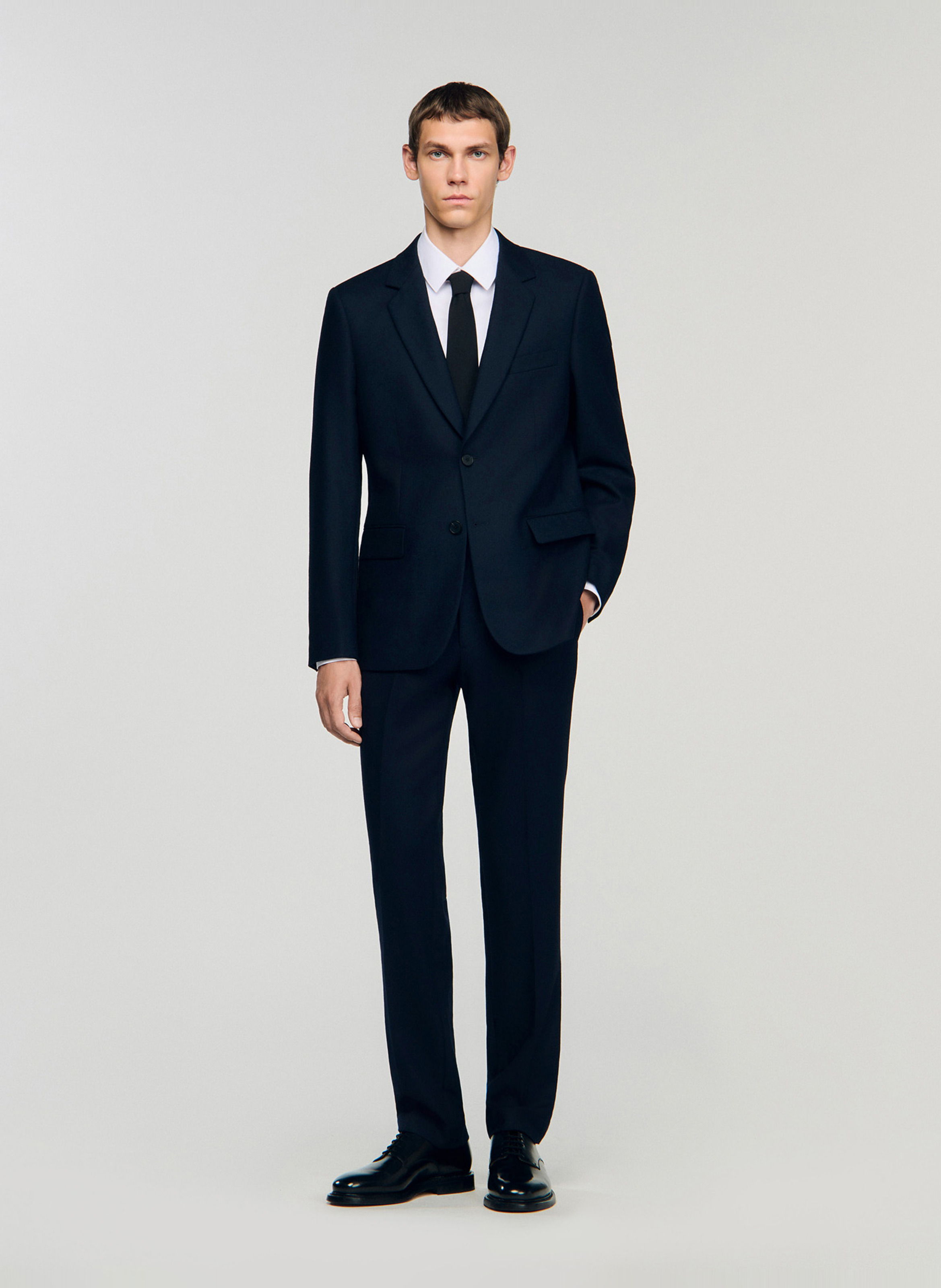 Aansluitende wollen jas SANDRO Blauw