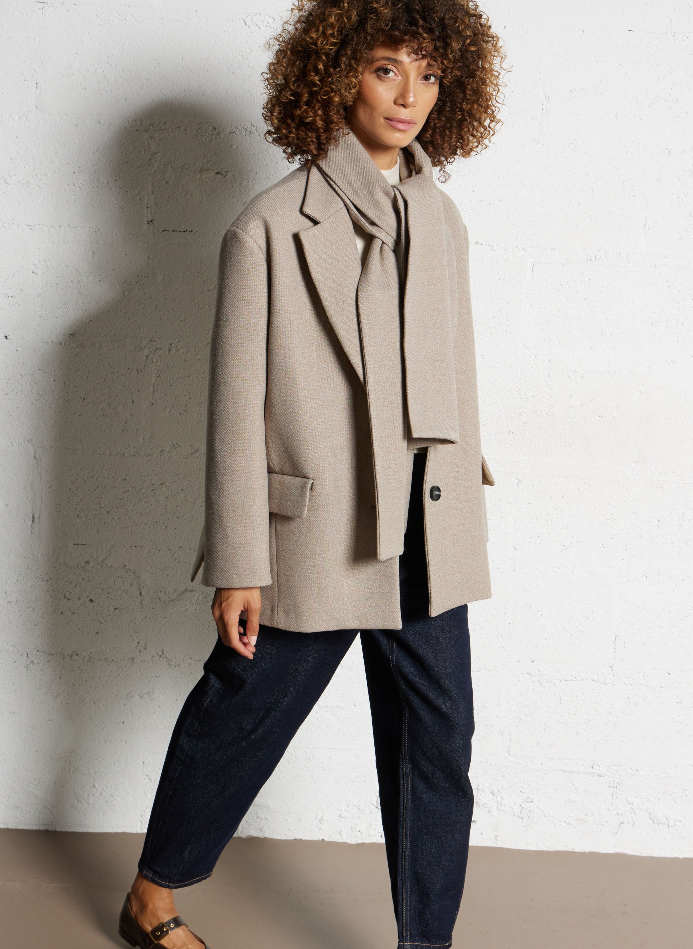 Manteau col tailleur  IMPERIAL Beige
