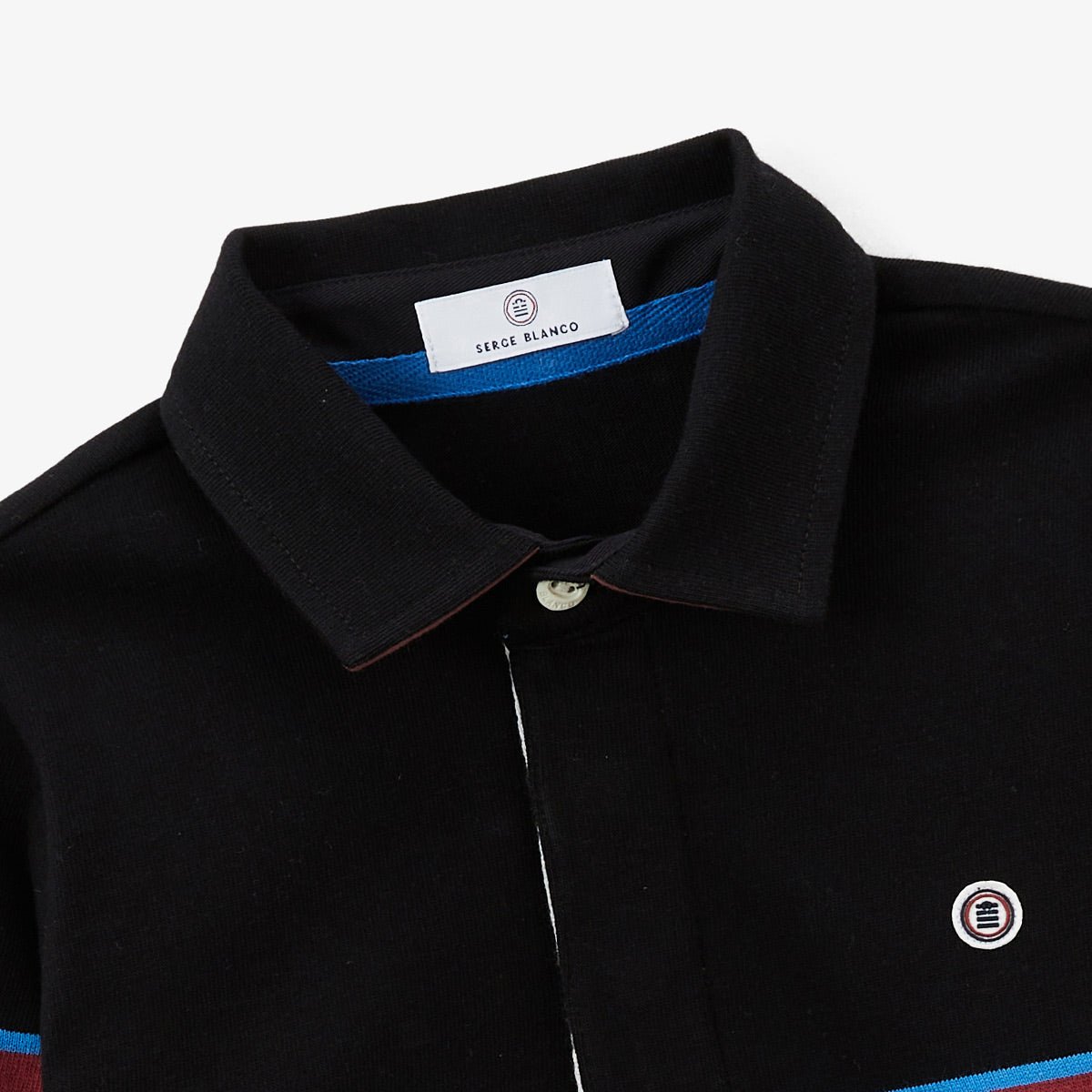 Embroidered Striped Rugby Shirt for Boys SERGE BLANCO Black