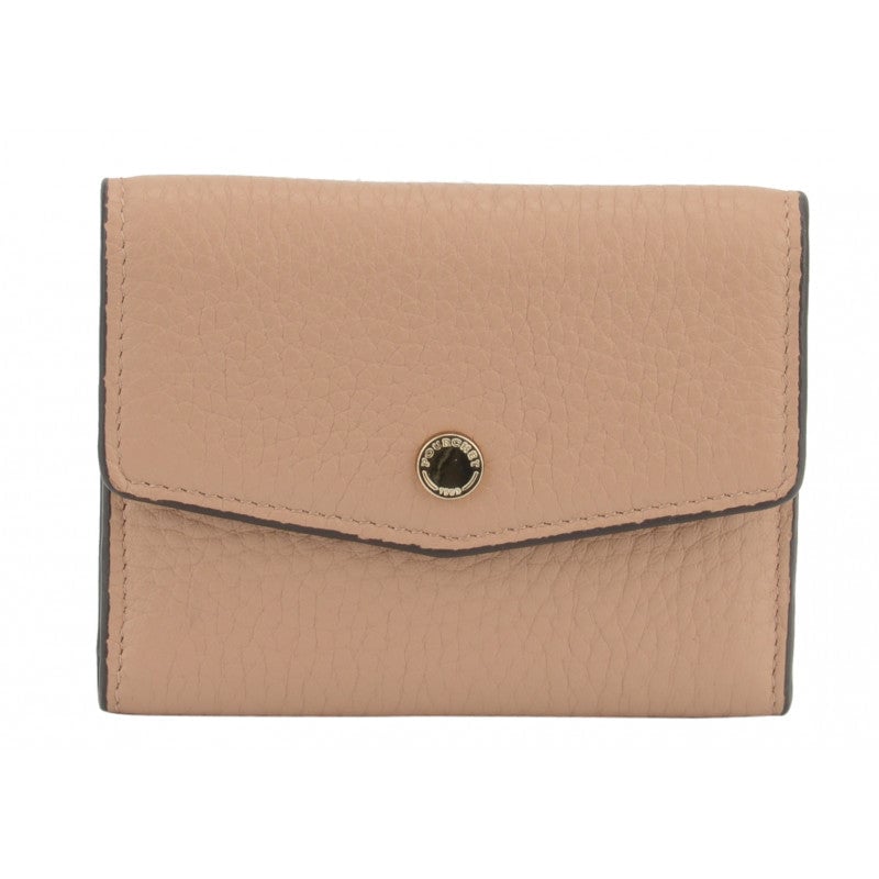 Leather coin purse POURCHET Brown