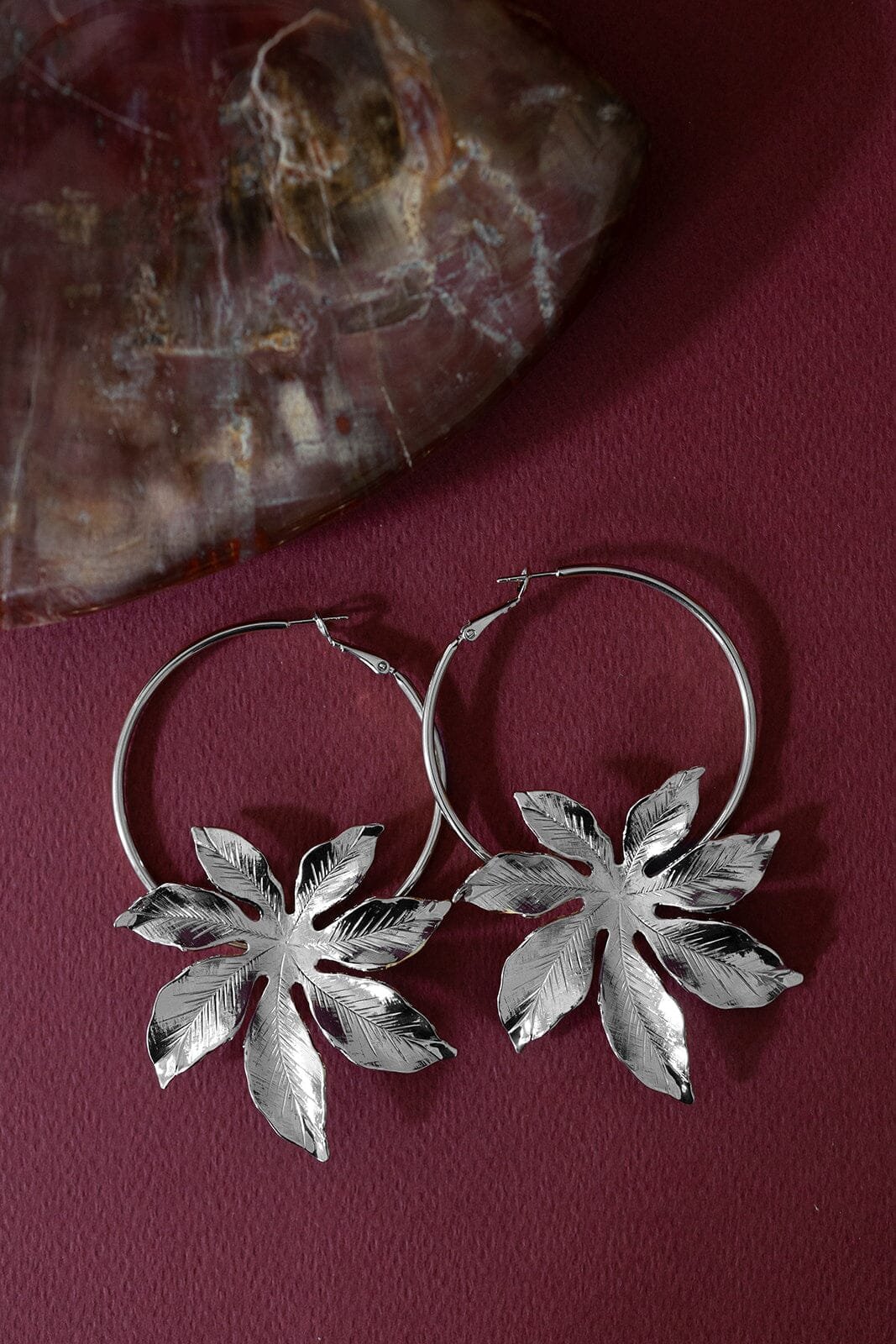 HÉLIOS - Fine gold-plated flower hoop earrings MONSIEUR SIMONE Silver