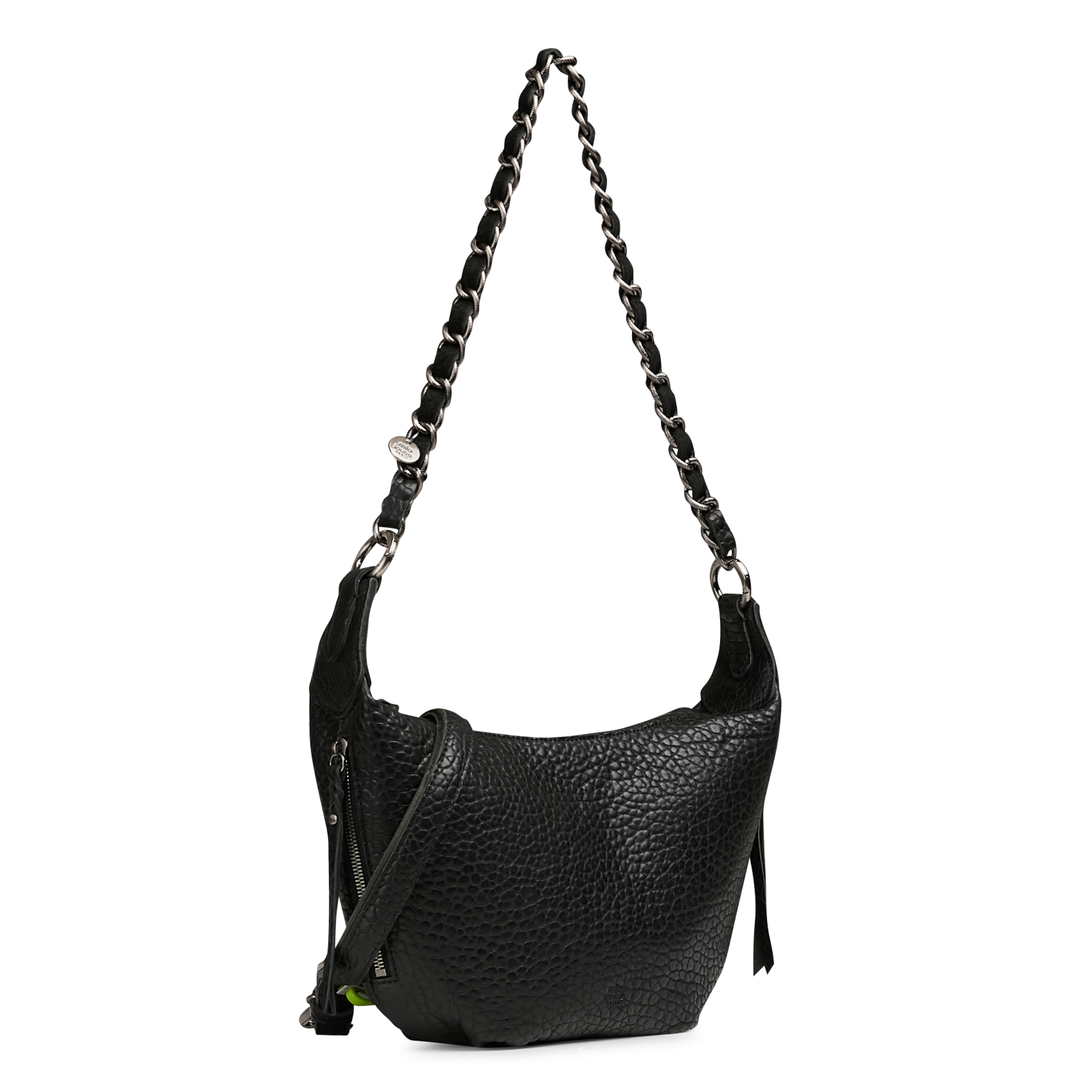 Halfronde leren tas MILA LOUISE Zwart