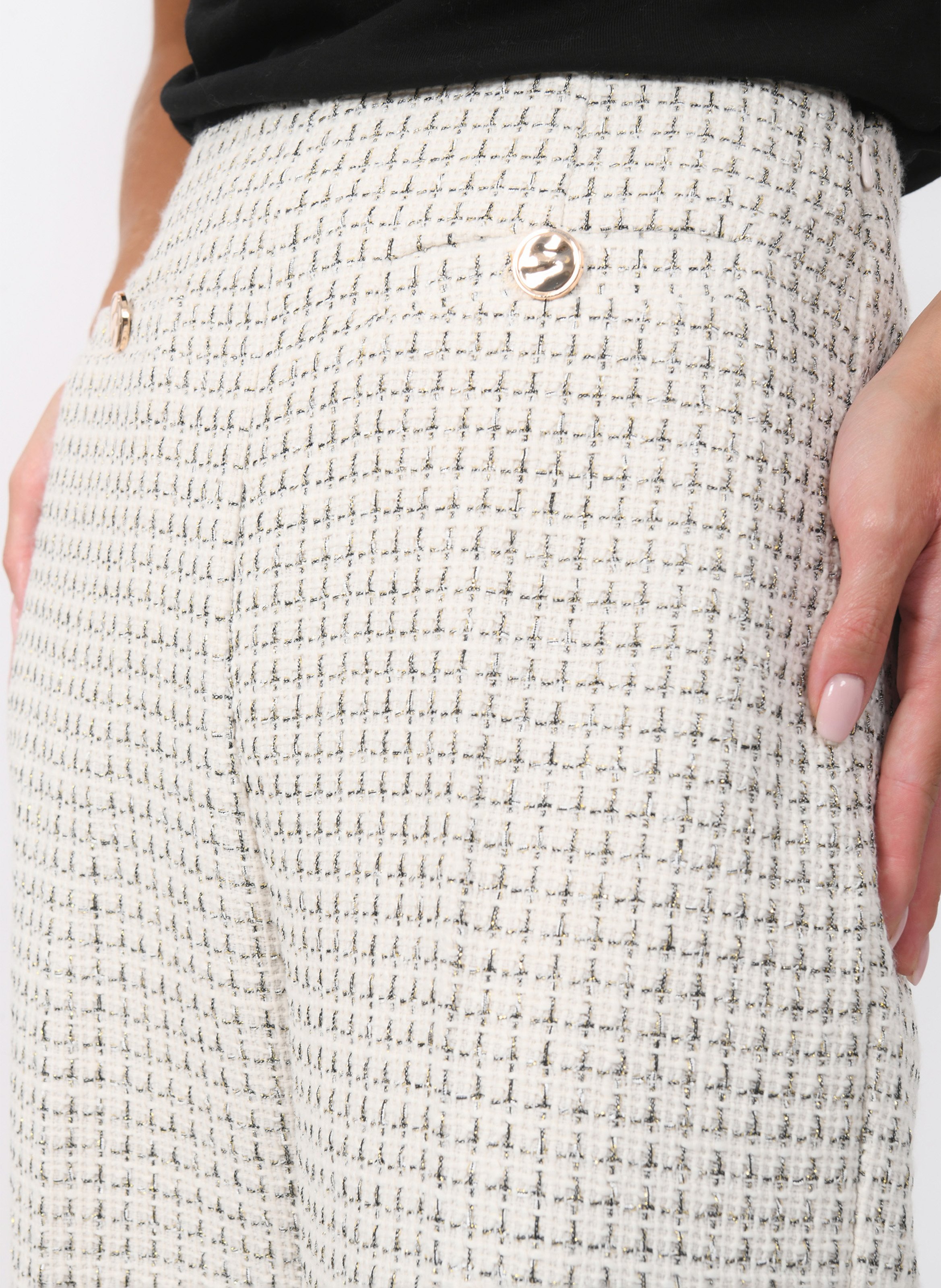 High-waisted straight tweed pants KOOKAI White