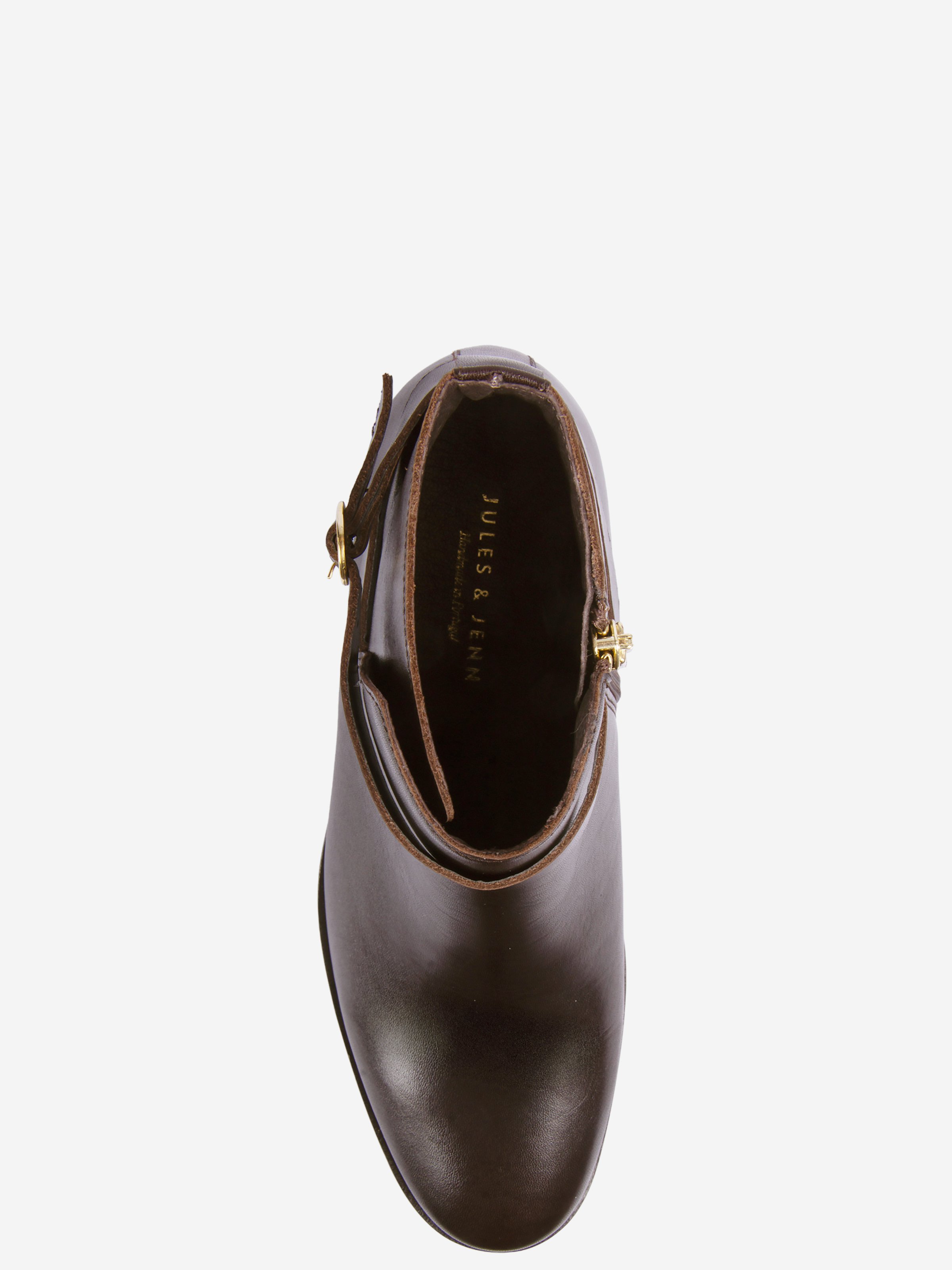 Flat leather riding Mid-calf boots JULES & JENN Brown