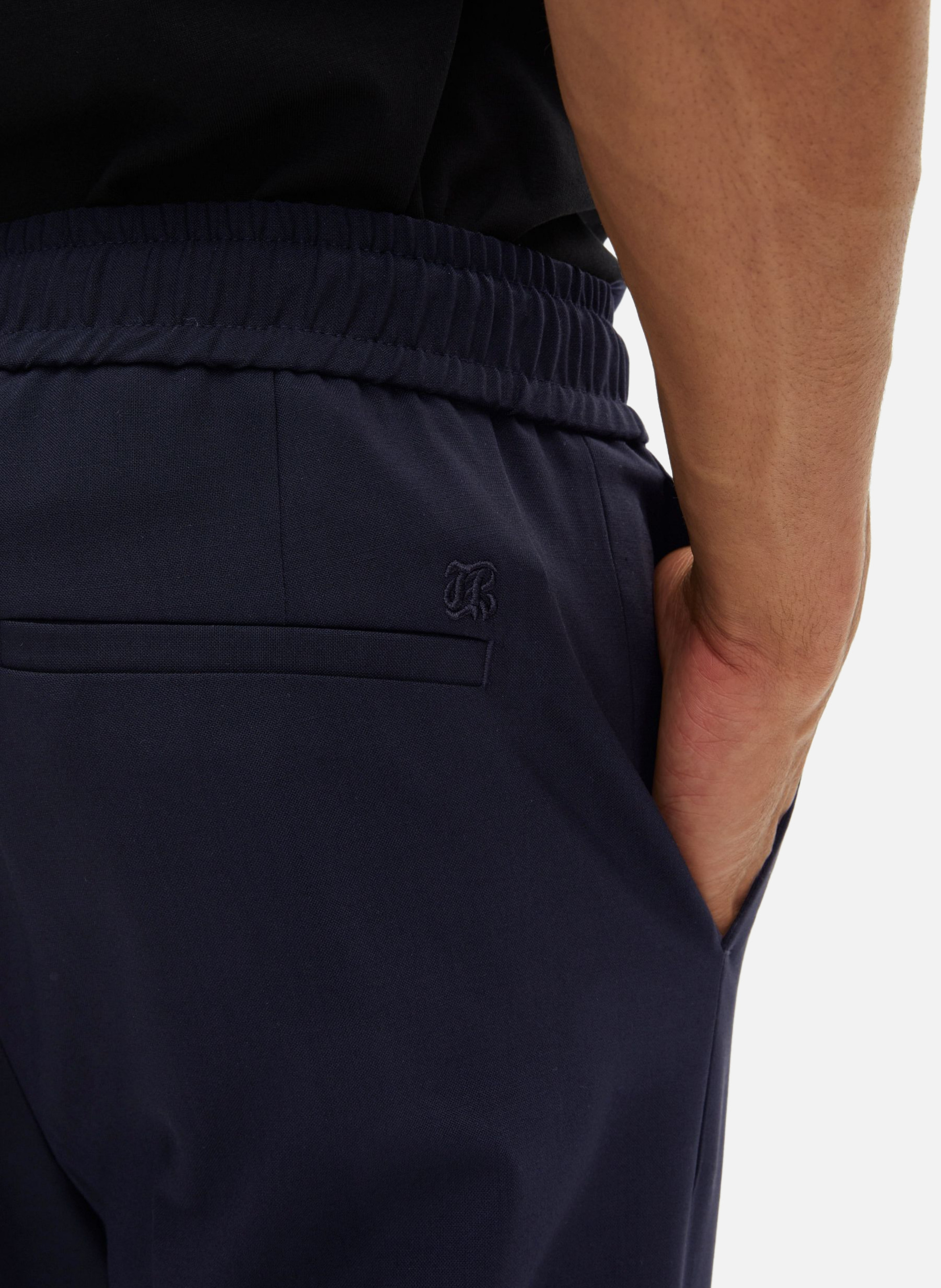 Elasticated straight wool trousers THE KOOPLES Blue