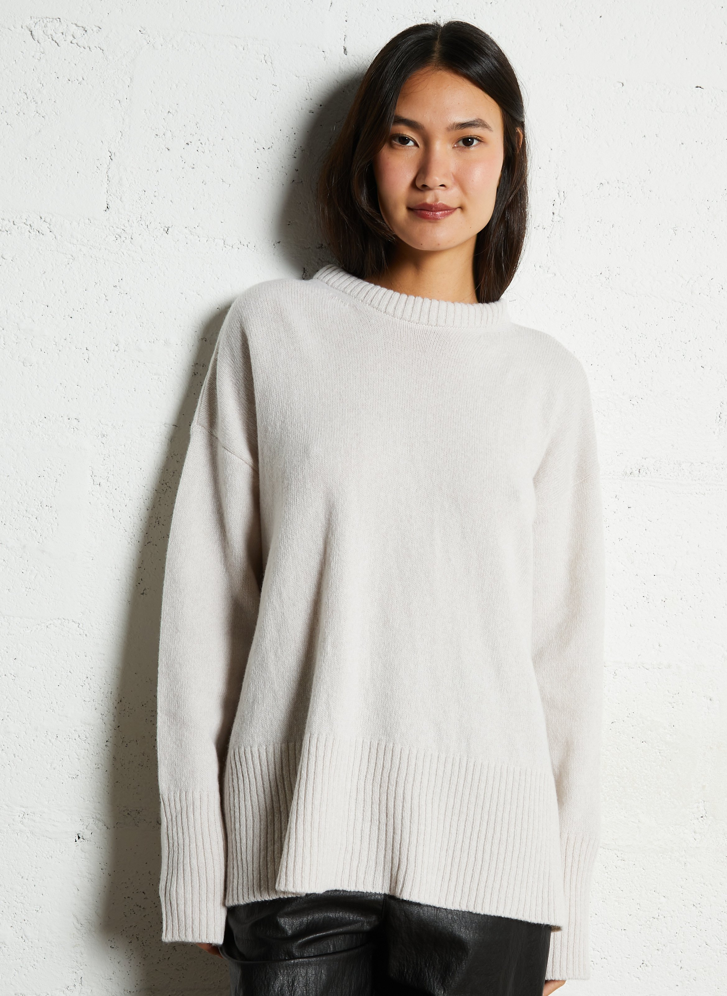 Pull oversize en laine et cachemire THE NEW SOCIETY Blanc