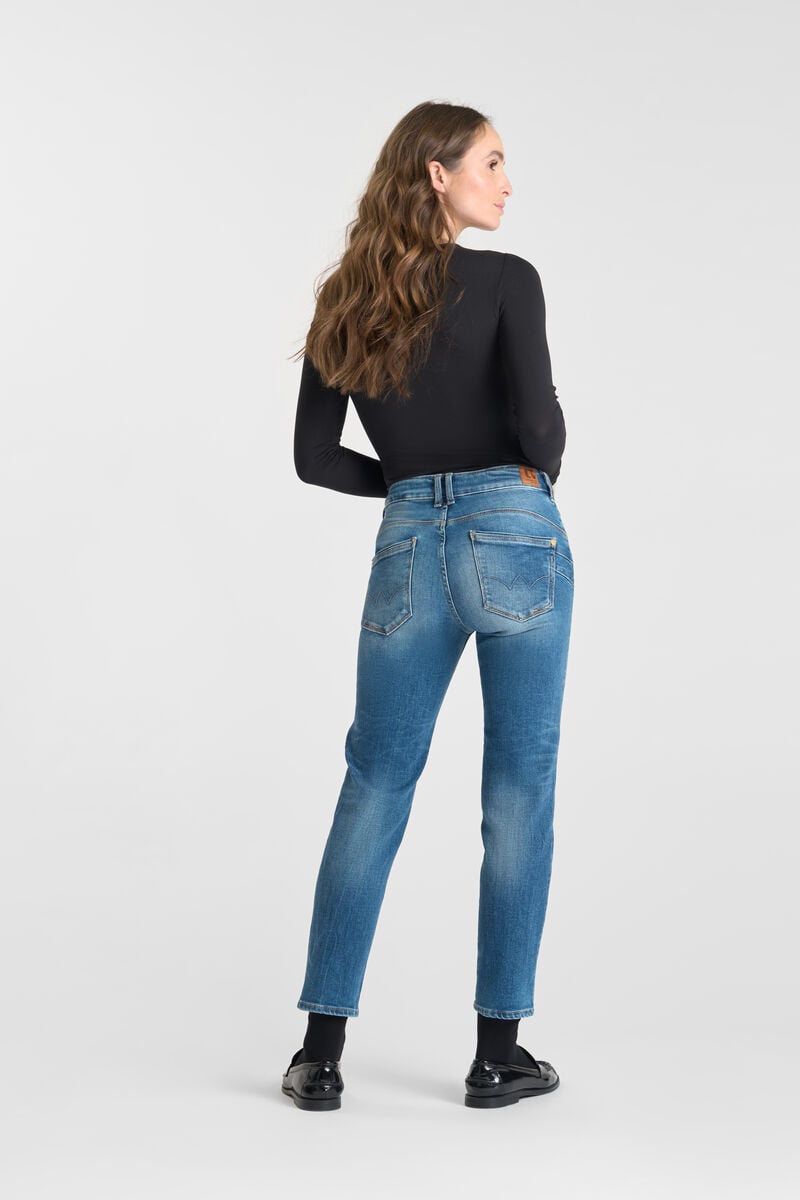 High-waisted straight leg push-up jeans, 7/8 length LE TEMPS DES CERISES Blue