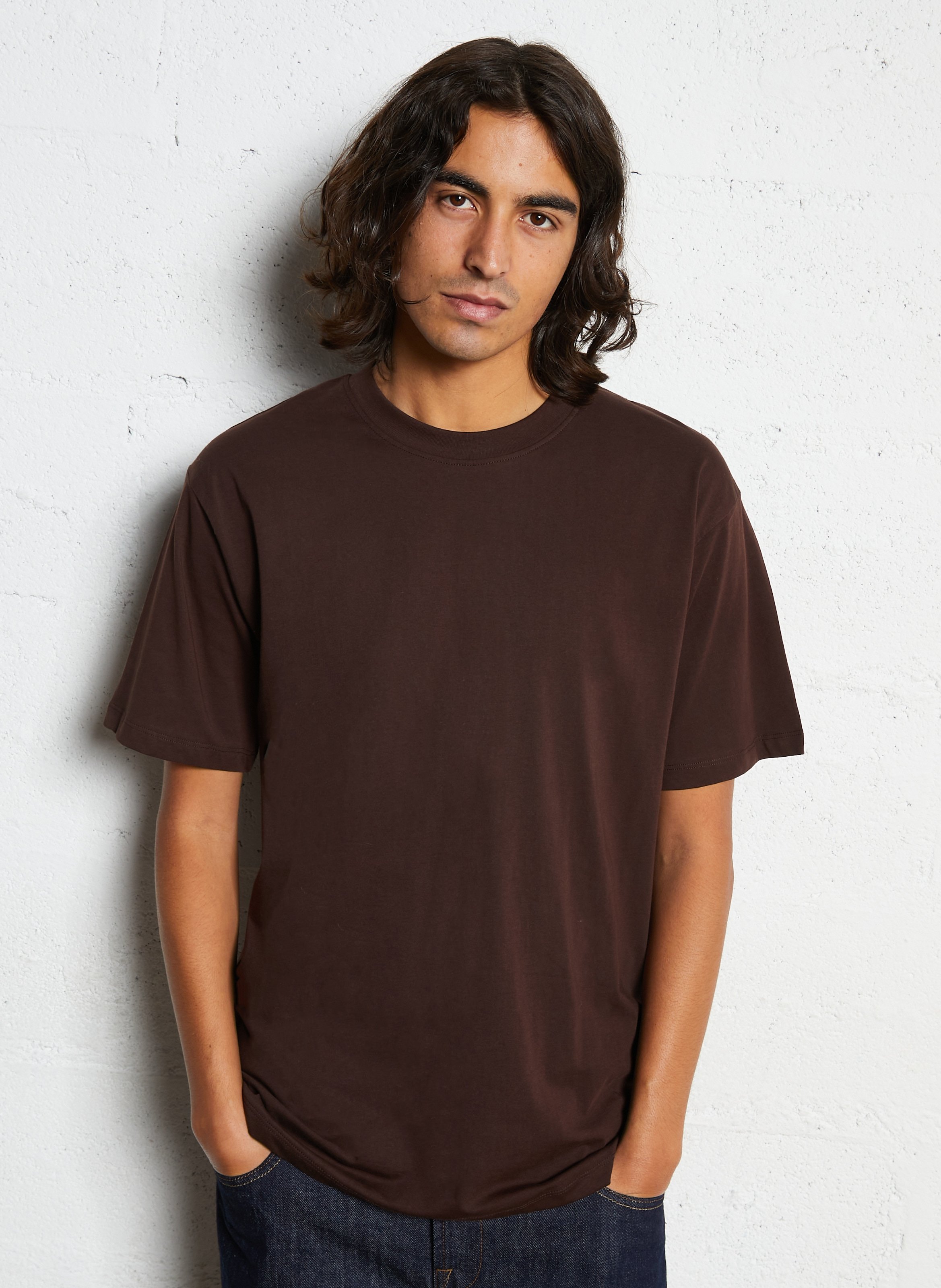 Tee-shirt oversize col rond en coton biologique MINIMUM Marron