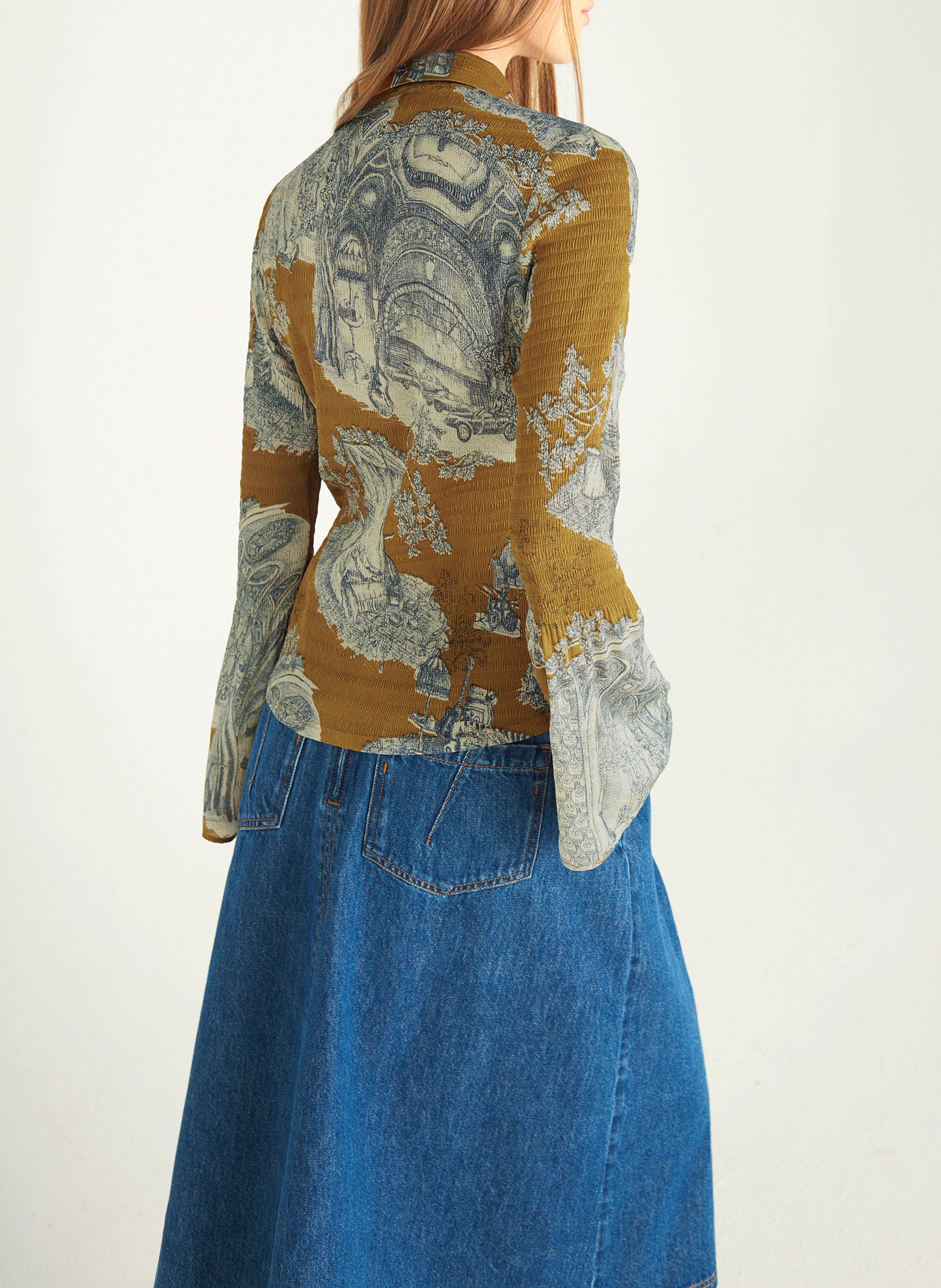 Chemise cintrée à motifs COTELAC Jaune