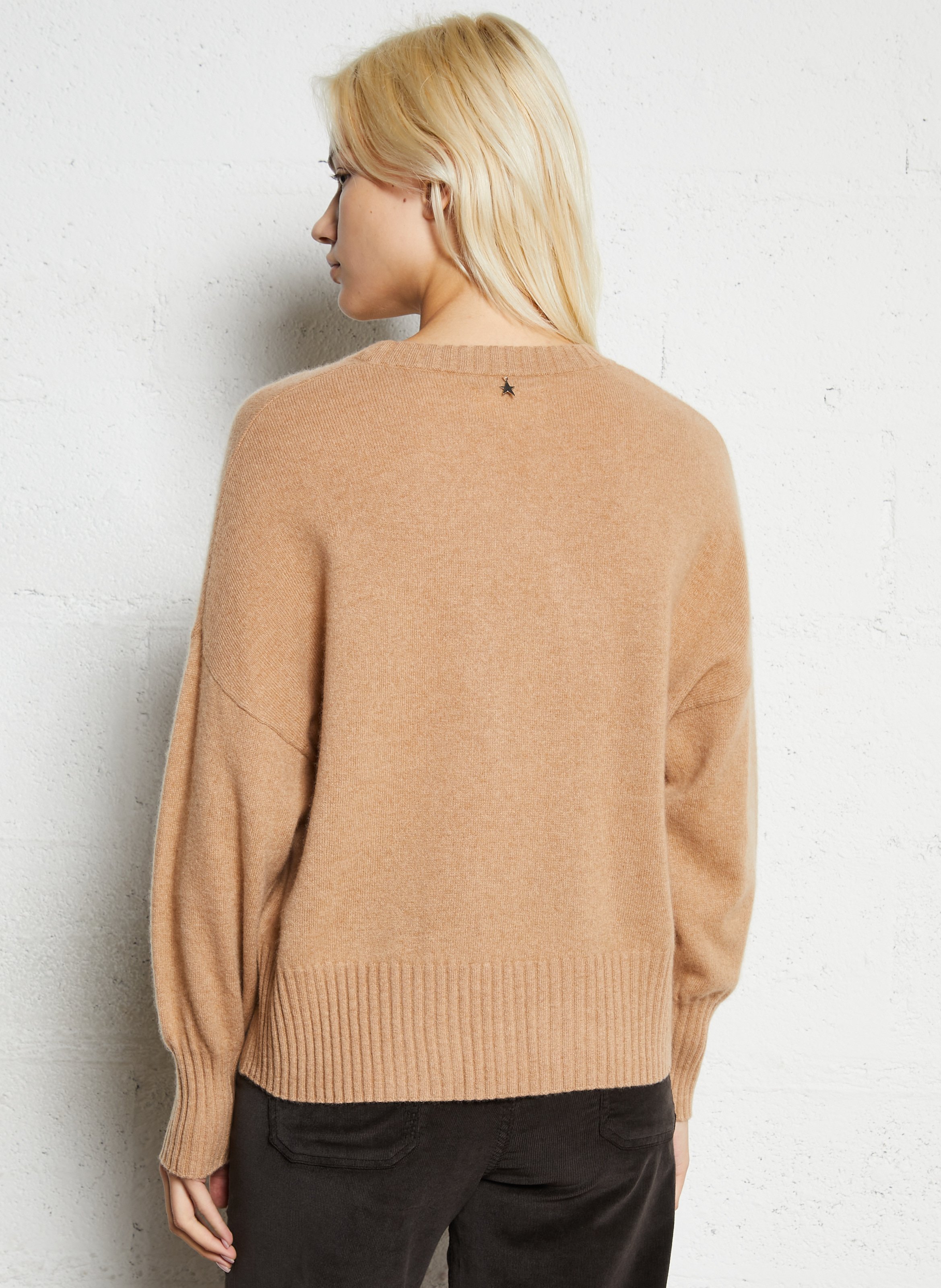Pull oversize col rond en cachemire SUD EXPRESS Beige